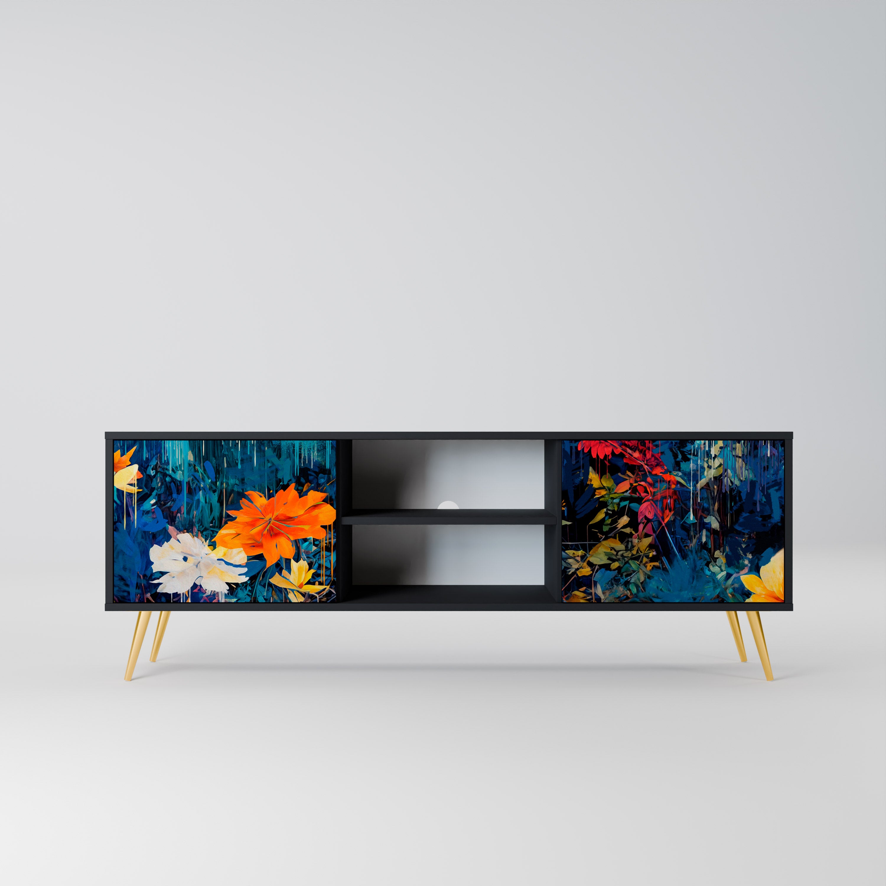 MIDNIGHT BLOSSOM Szafka RTV 2-drzwiowa korpus Czarny