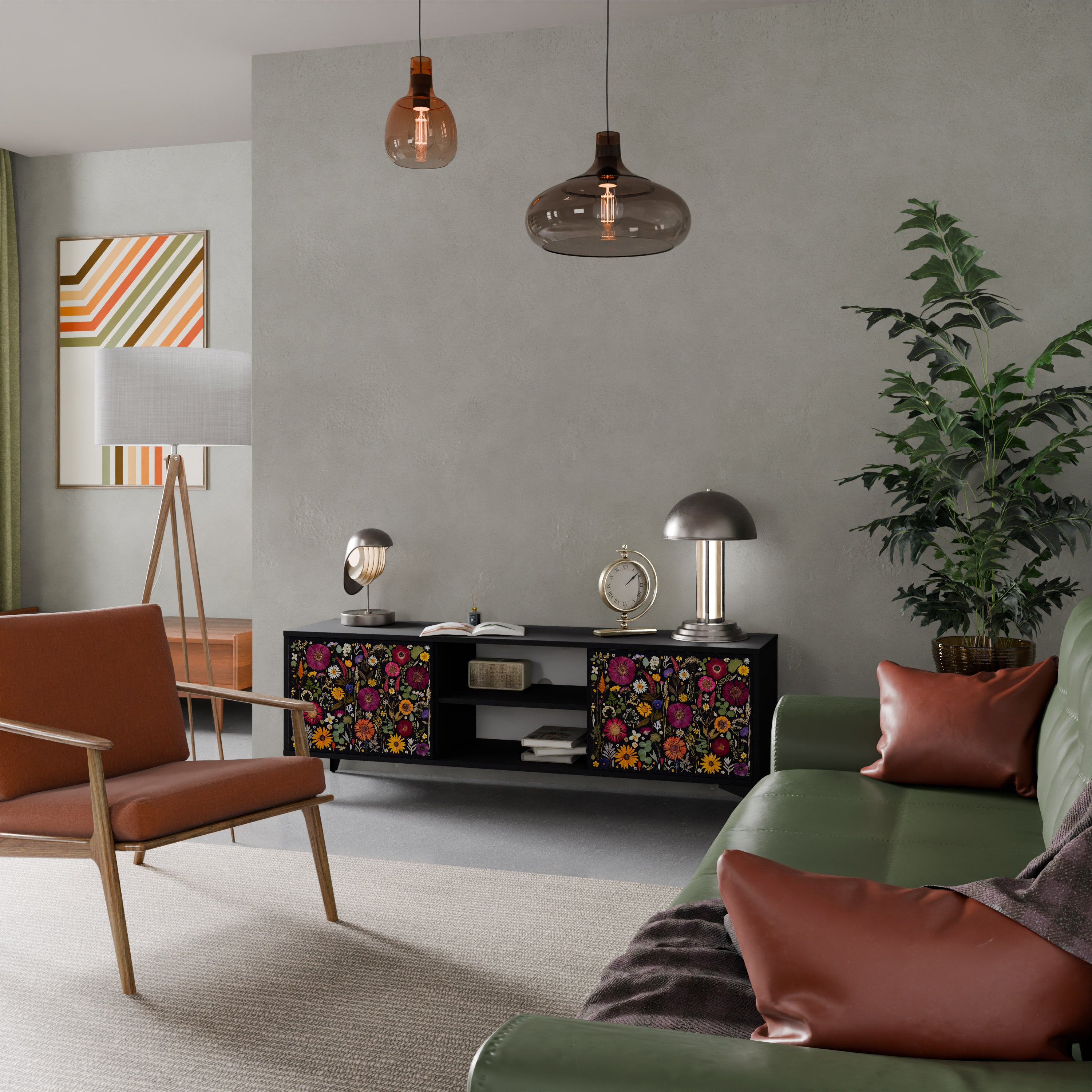 MIDNIGHT GARDEN Szafka RTV 2-drzwiowa korpus Czarny