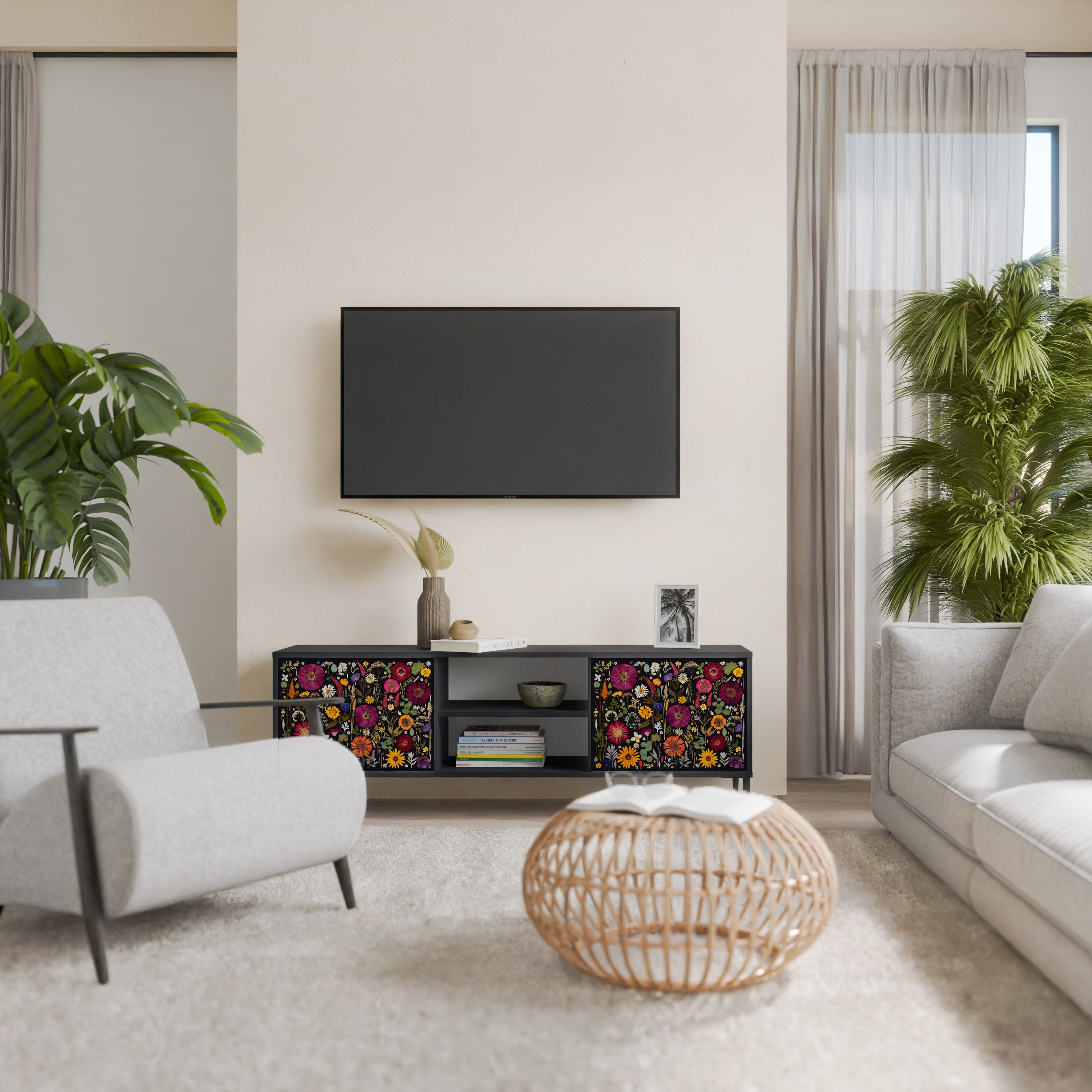 MIDNIGHT GARDEN Szafka RTV 2-drzwiowa korpus Czarny