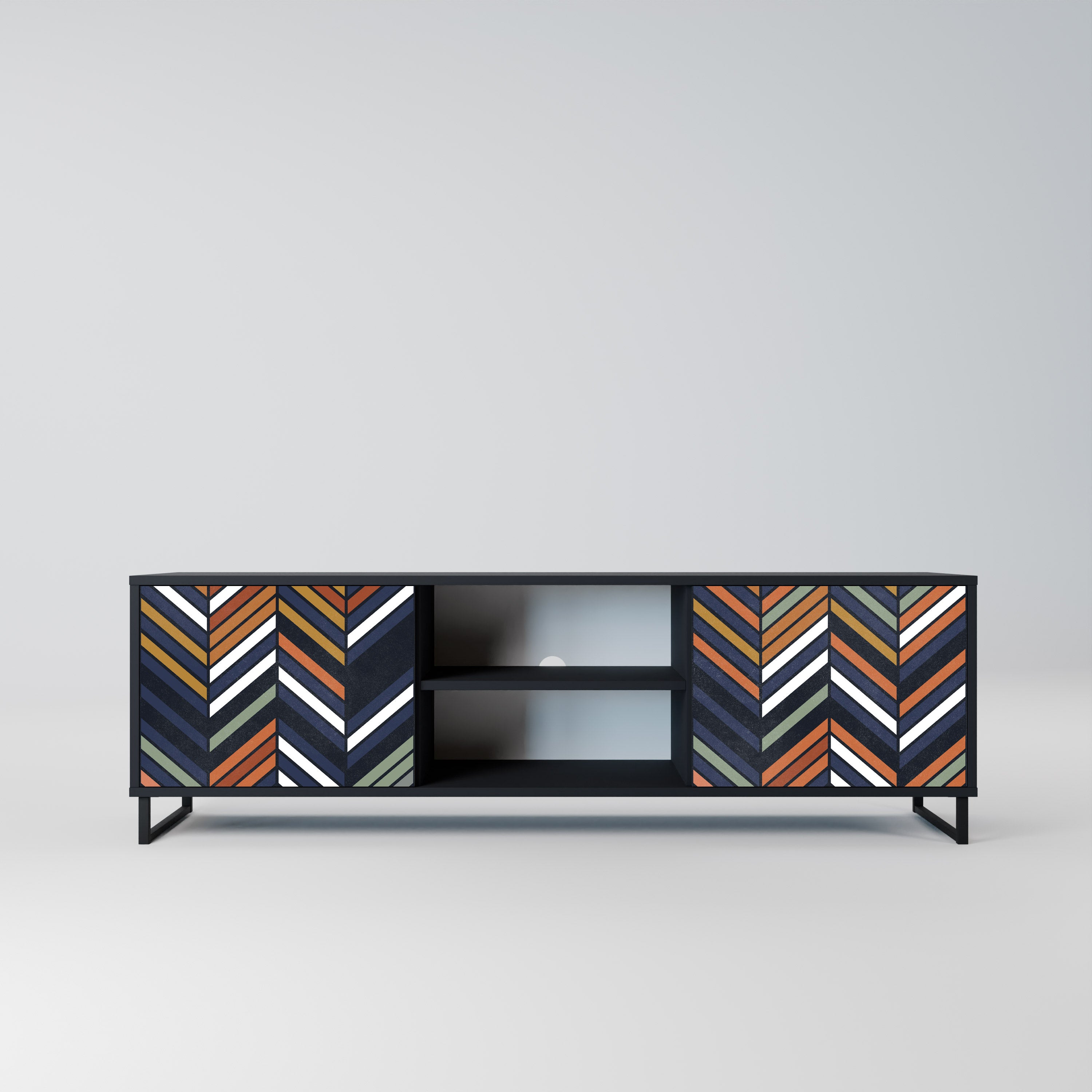 VIBRANT PATCHWORK Szafka RTV 2-drzwiowa korpus Czarny