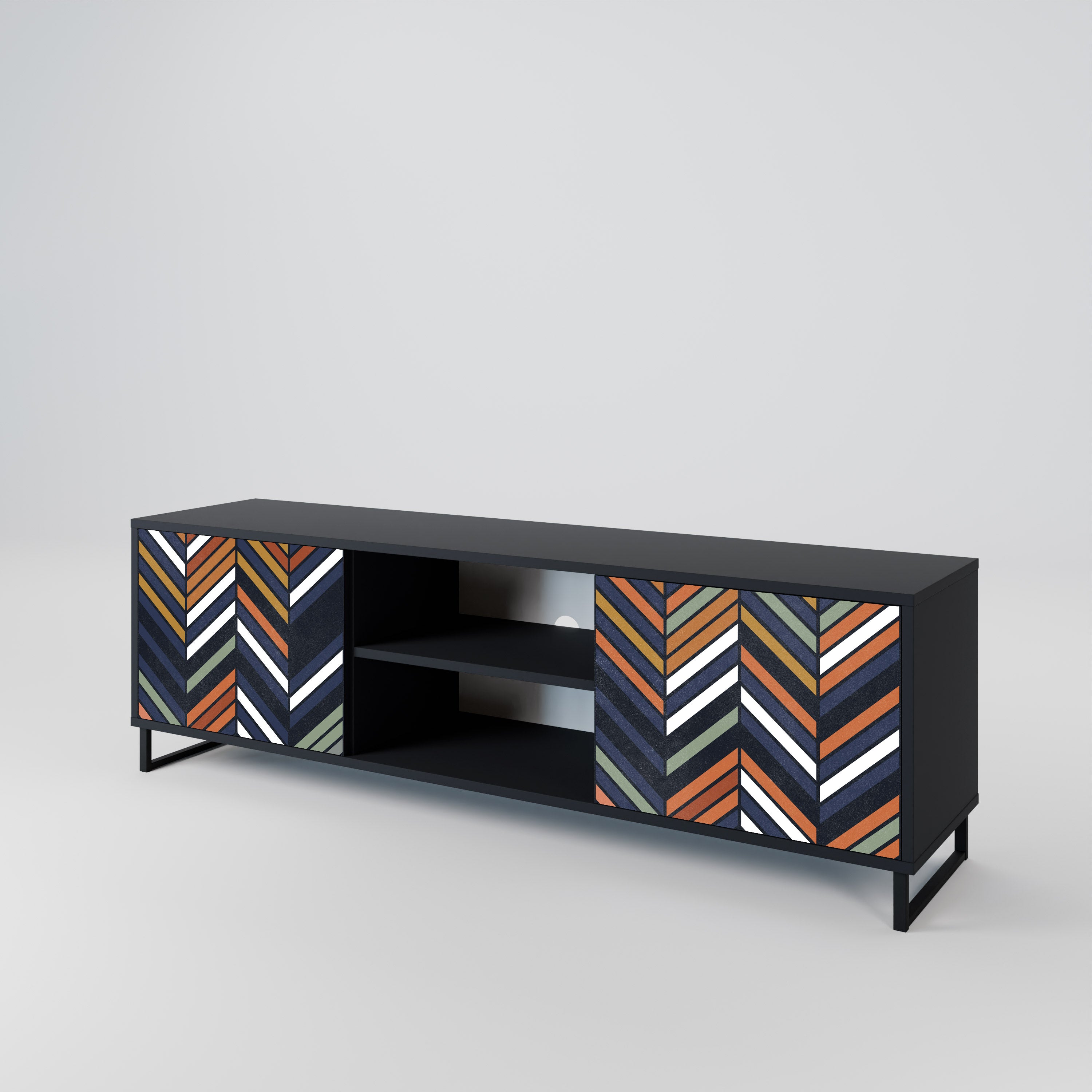 VIBRANT PATCHWORK Szafka RTV 2-drzwiowa korpus Czarny
