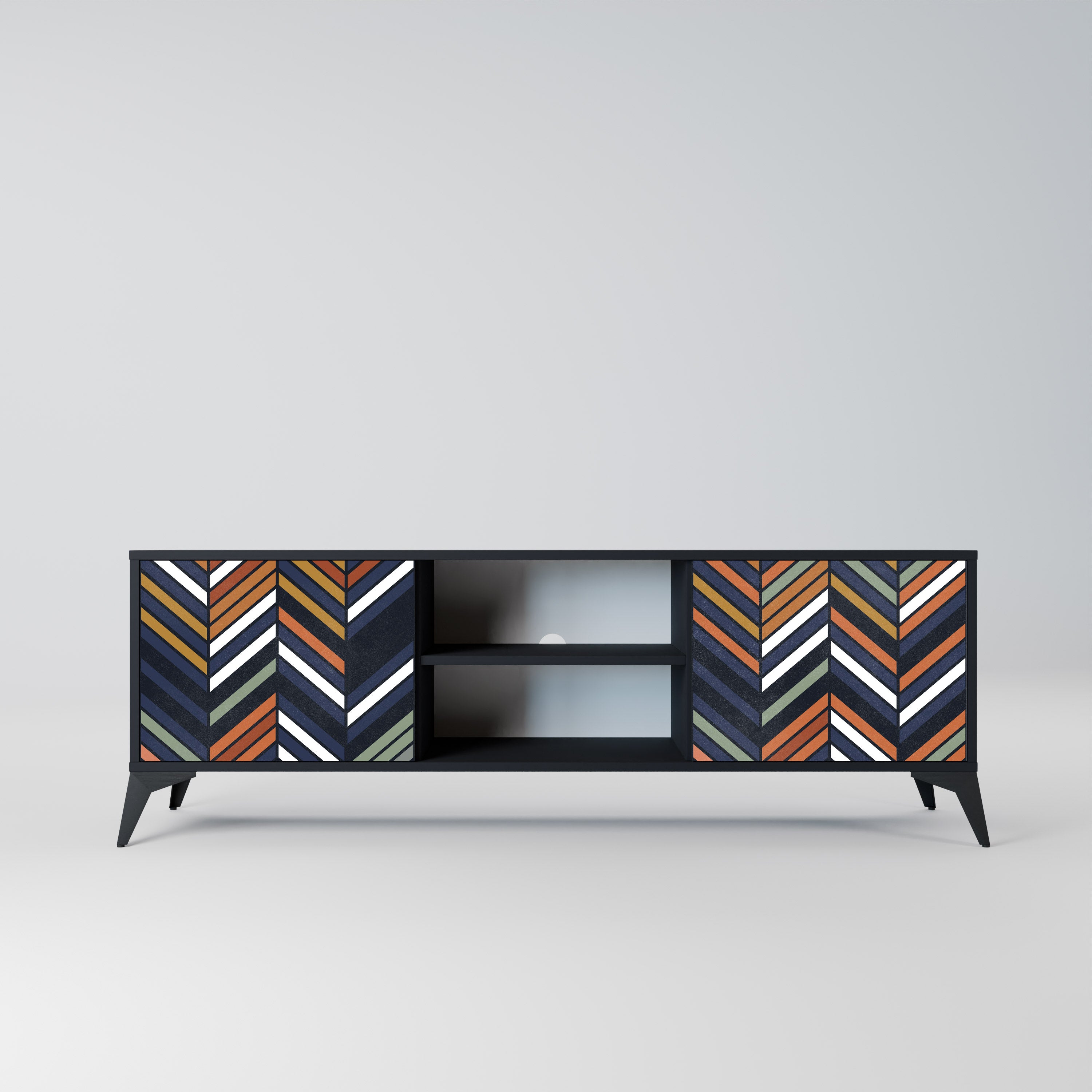 VIBRANT PATCHWORK Szafka RTV 2-drzwiowa korpus Czarny