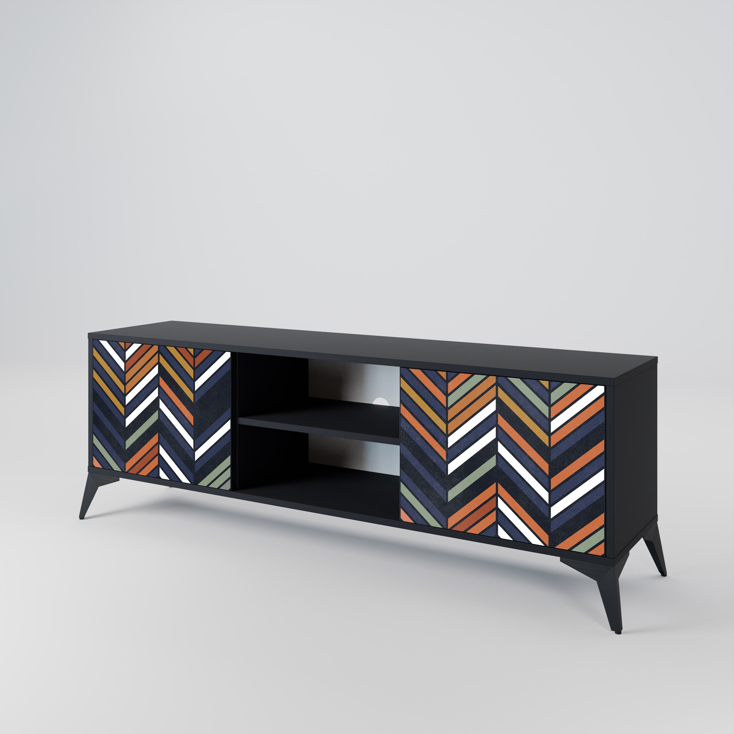VIBRANT PATCHWORK Szafka RTV 2-drzwiowa korpus Czarny