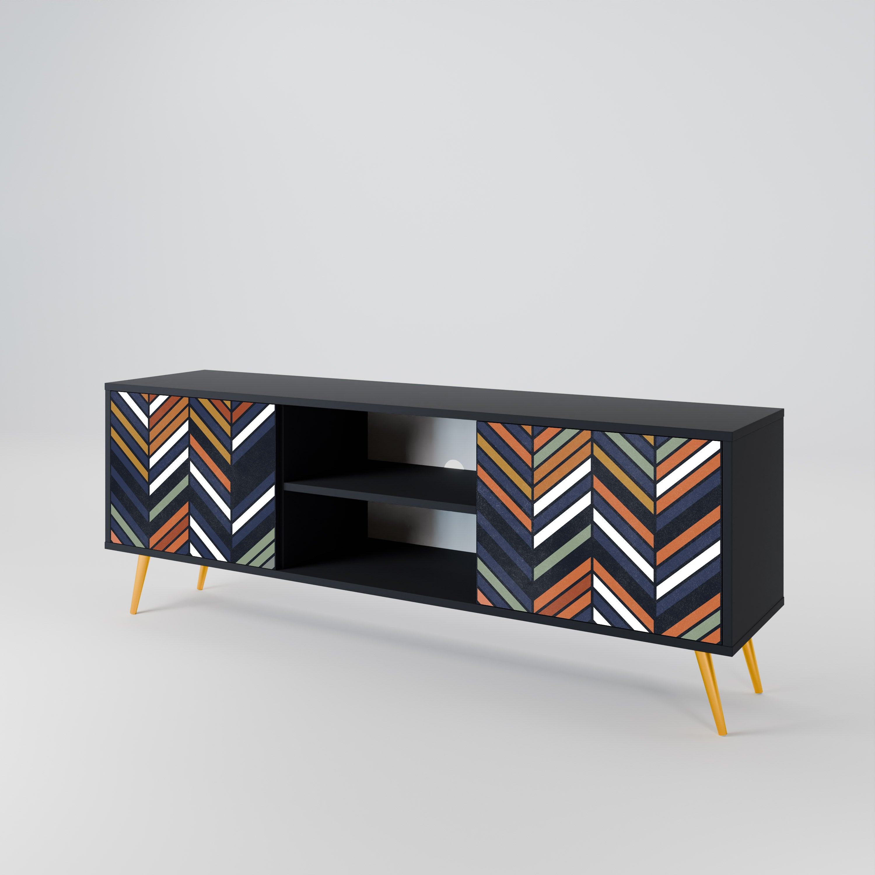 VIBRANT PATCHWORK Szafka RTV 2-drzwiowa korpus Czarny