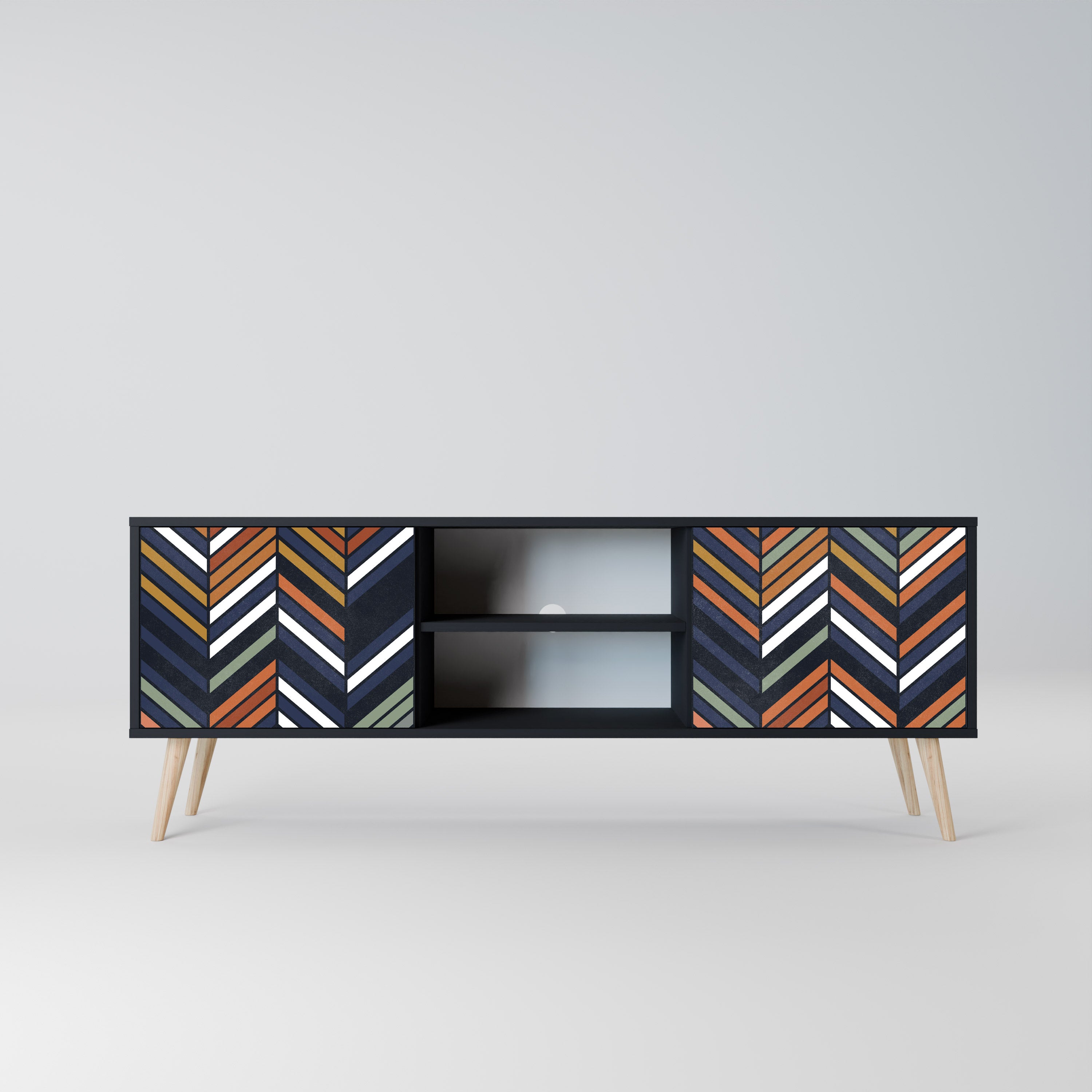 VIBRANT PATCHWORK Szafka RTV 2-drzwiowa korpus Czarny