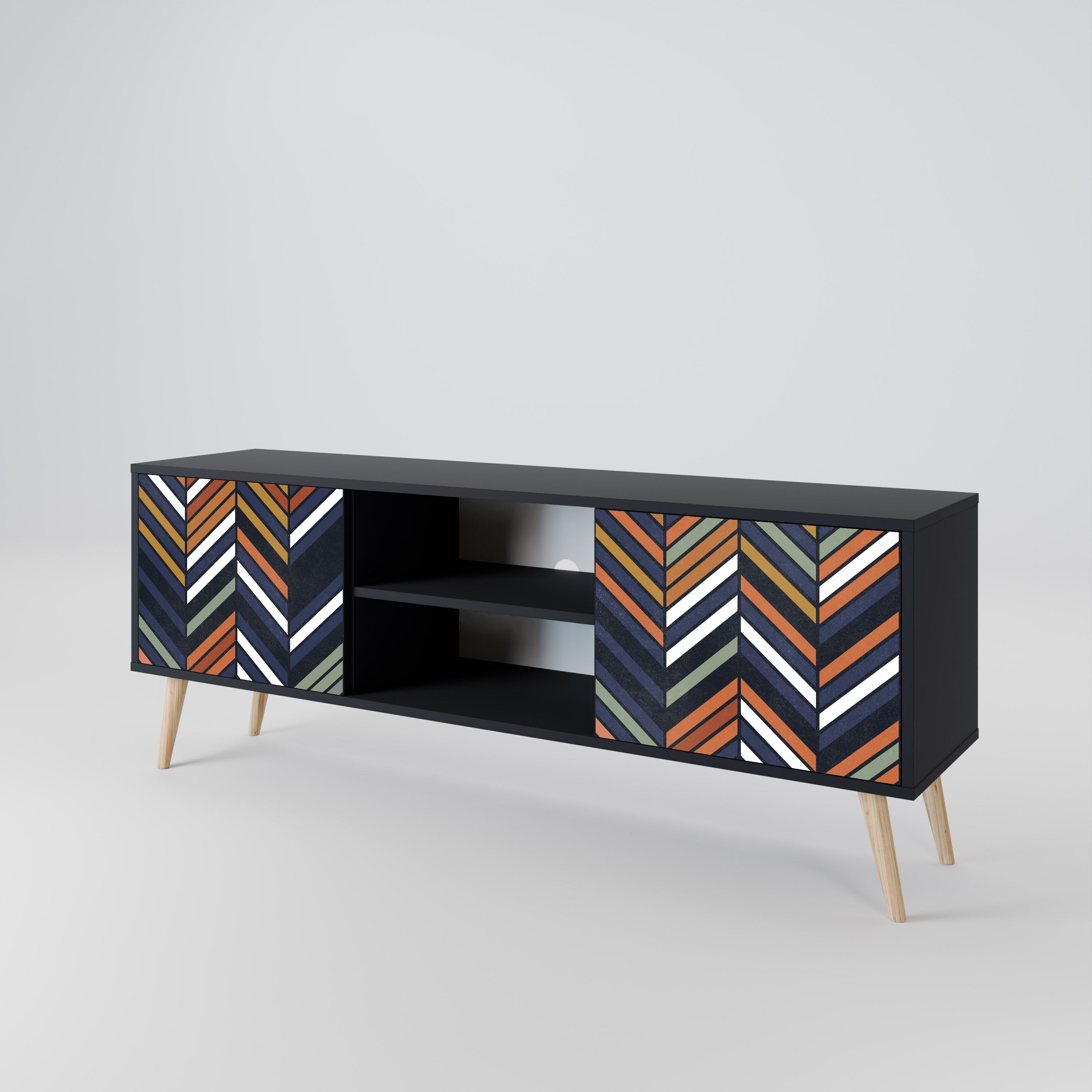VIBRANT PATCHWORK Szafka RTV 2-drzwiowa korpus Czarny