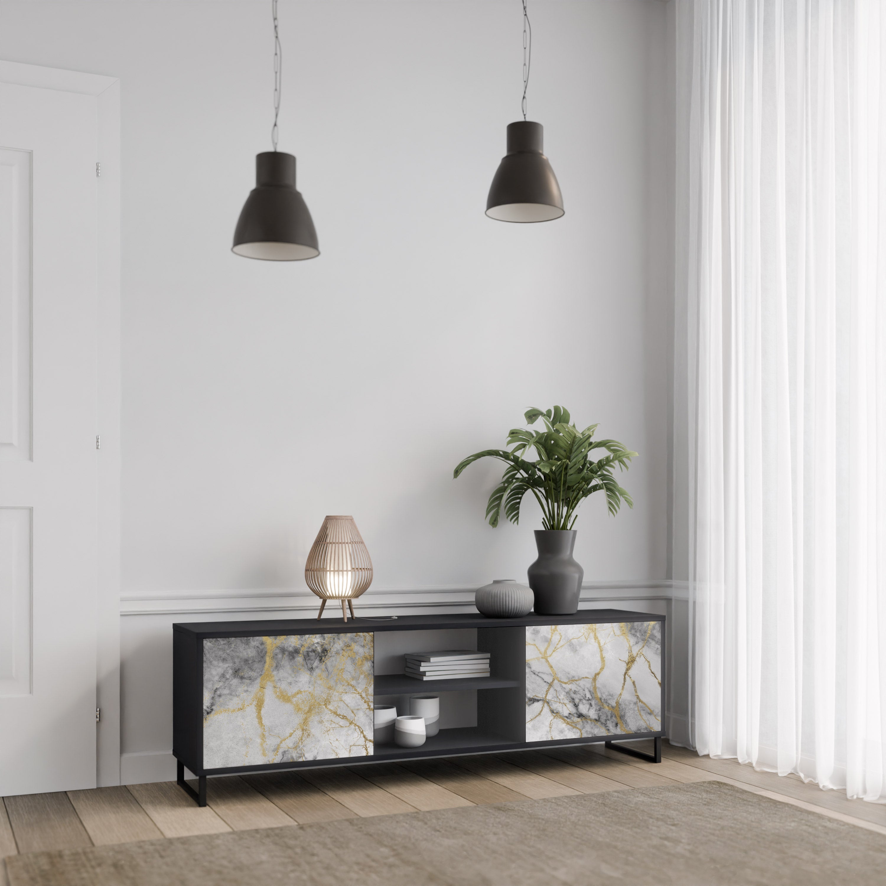 TIMELESS GLIDE Szafka RTV 2-drzwiowa korpus Czarny