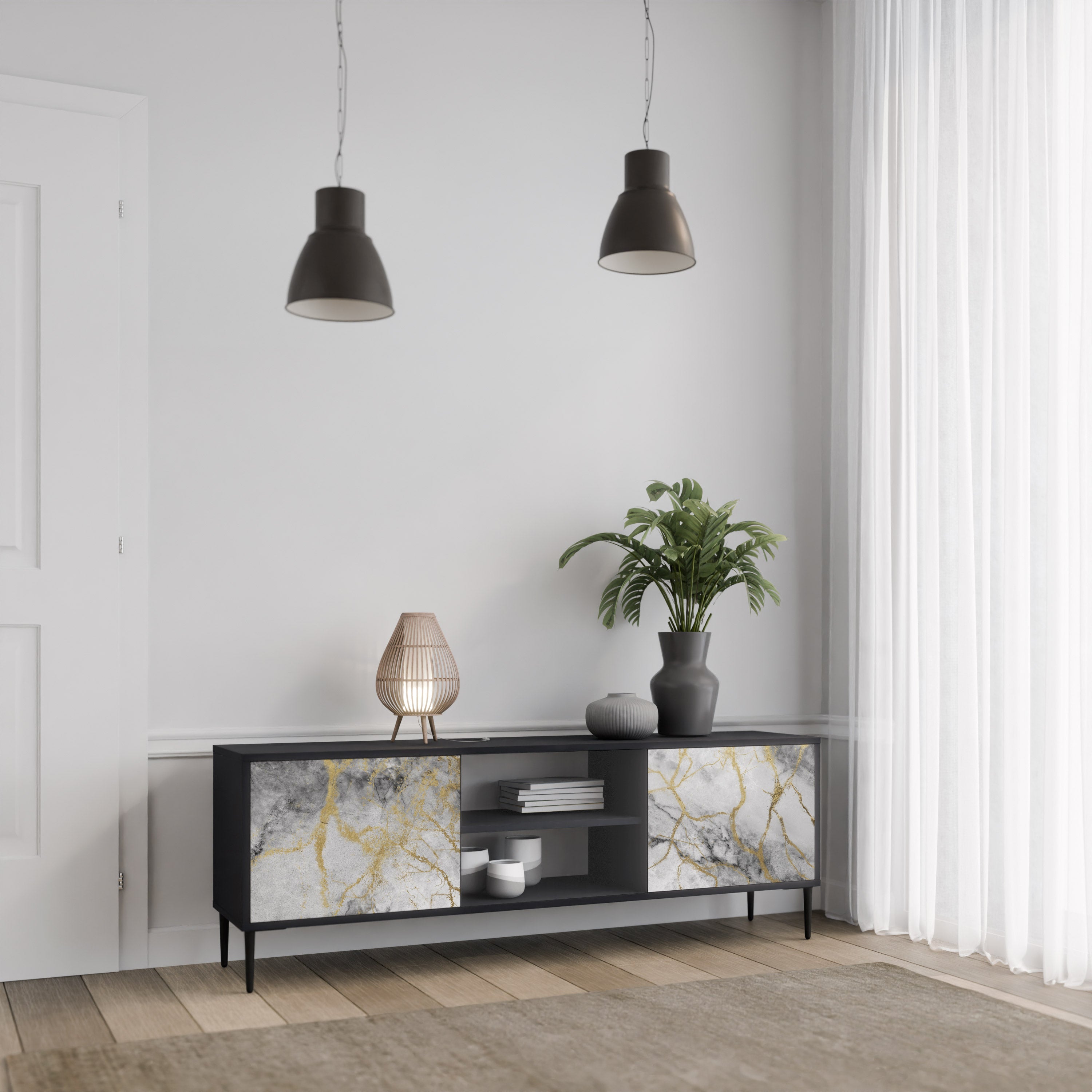 TIMELESS GLIDE Szafka RTV 2-drzwiowa korpus Czarny