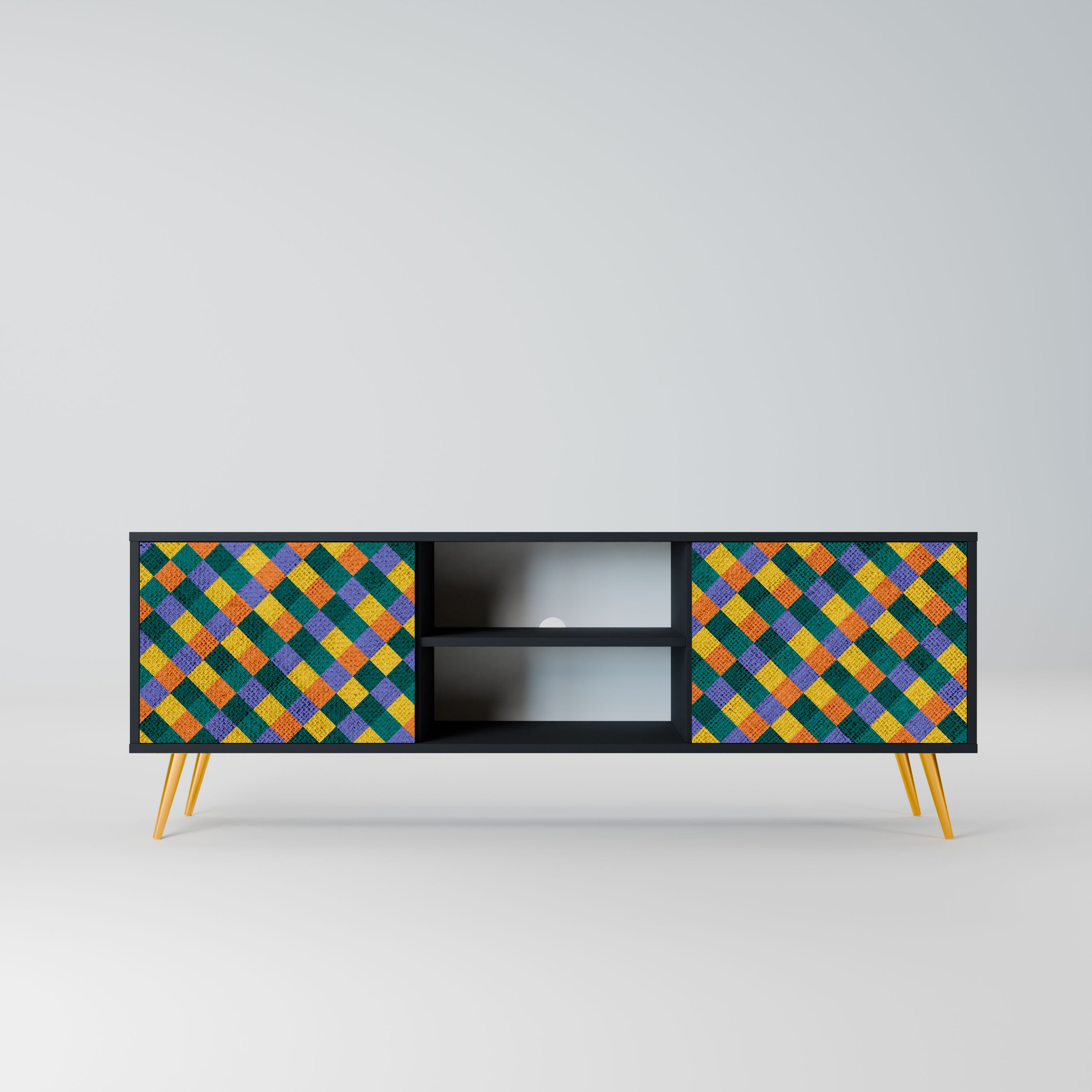 PAINTED SQUARES MIX Szafka RTV 2-drzwiowa korpus Czarny