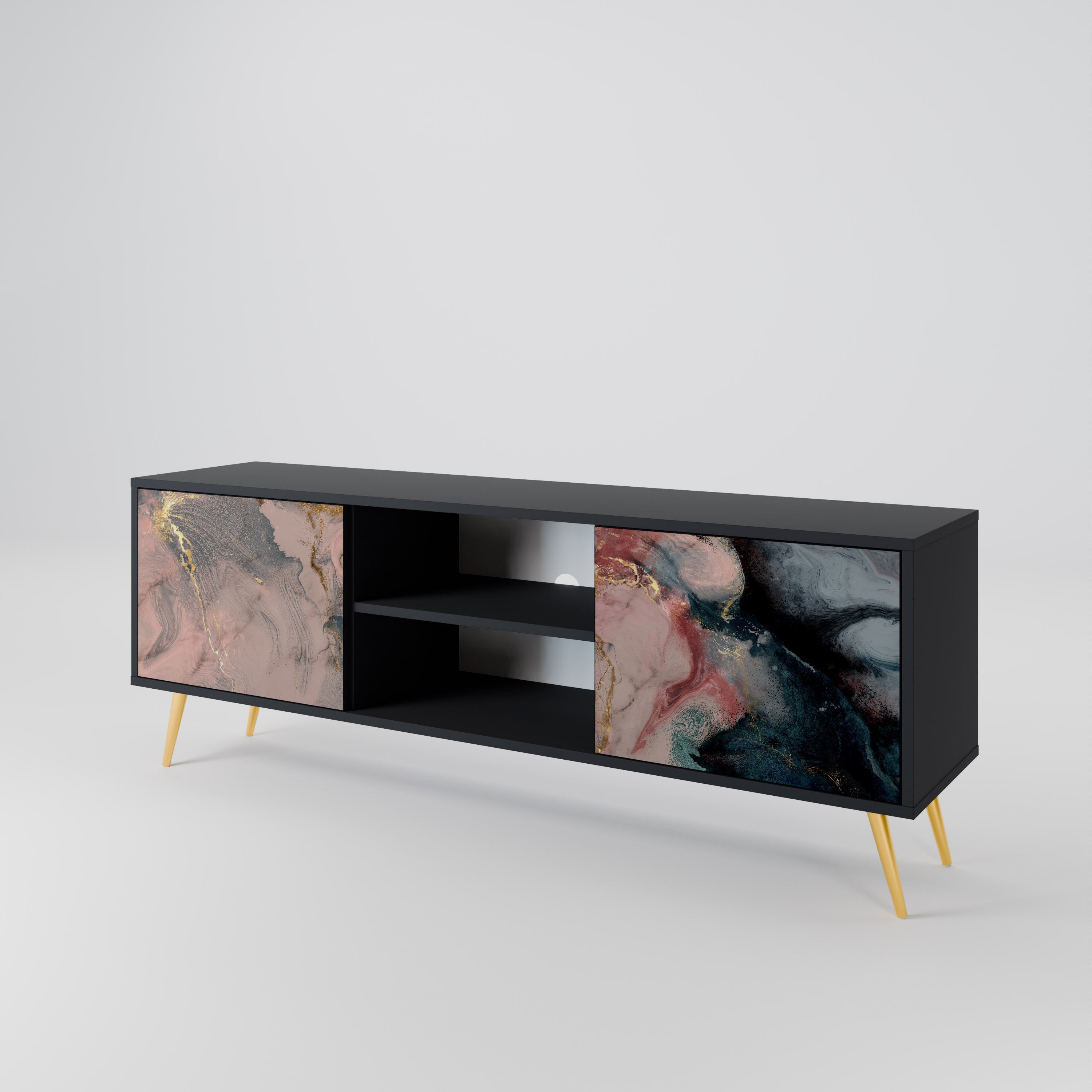 GILDED SWIRLS Szafka RTV 2-drzwiowa korpus Czarny