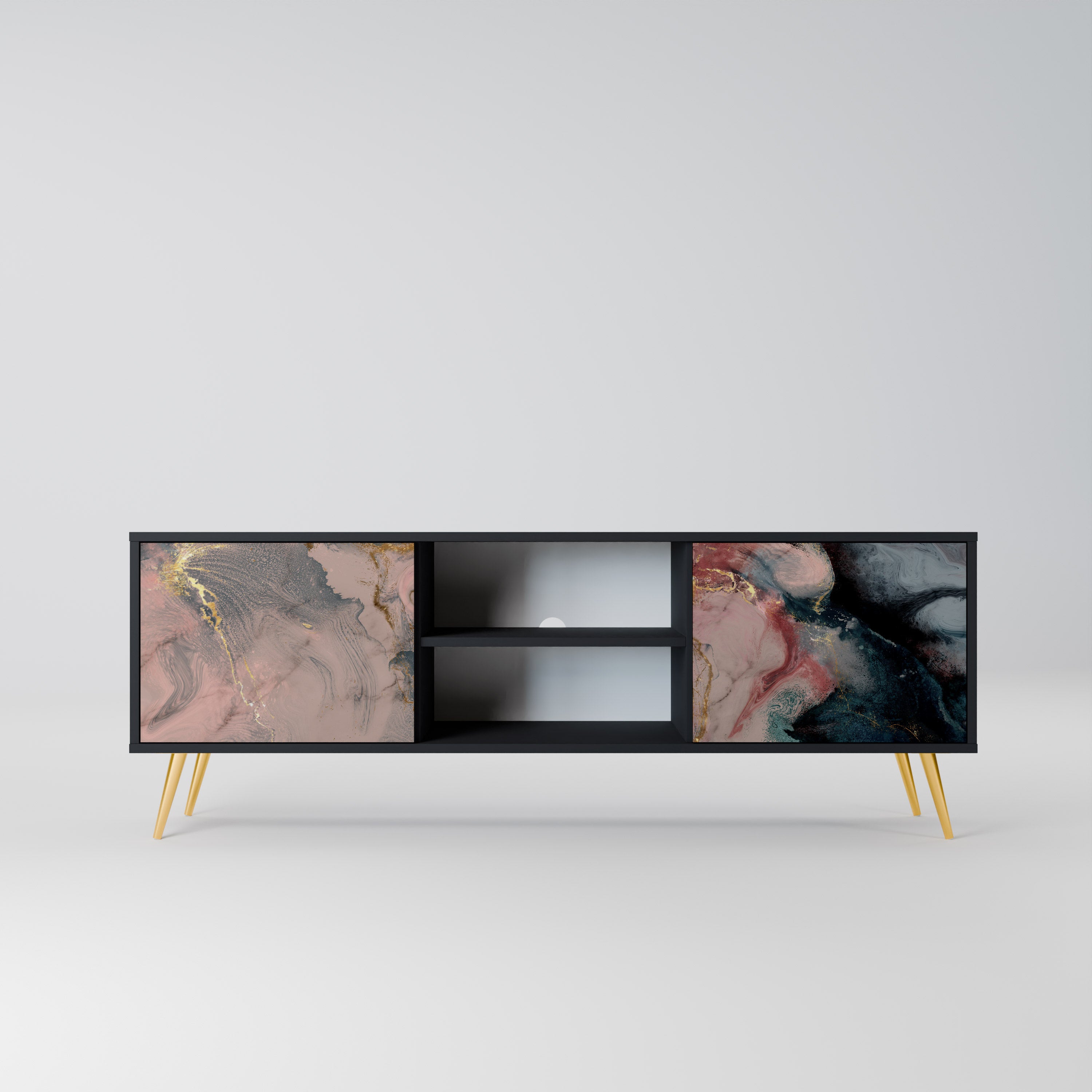 GILDED SWIRLS Szafka RTV 2-drzwiowa korpus Czarny