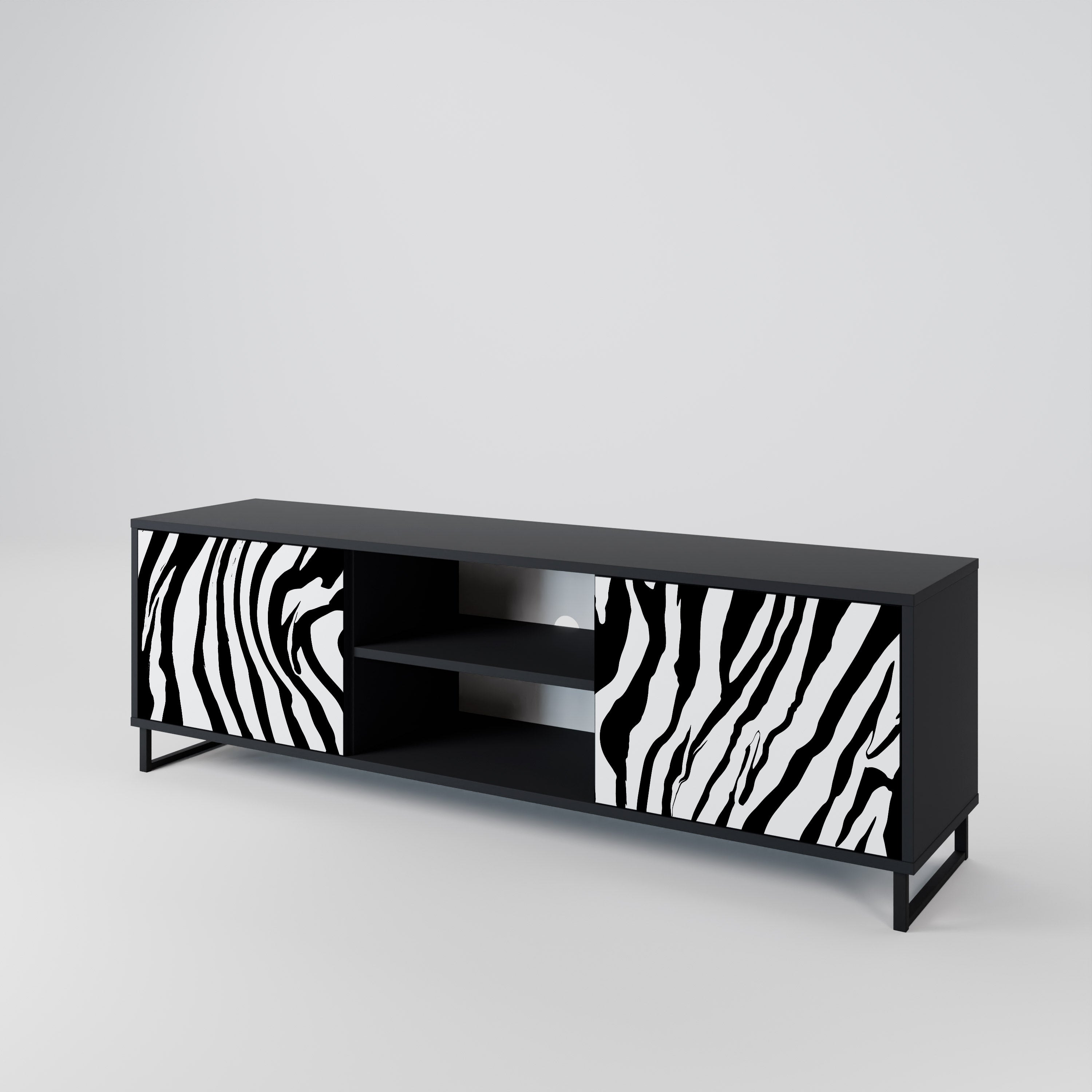 SPLENDID ZEBRA Szafka RTV 2-drzwiowa korpus Czarny