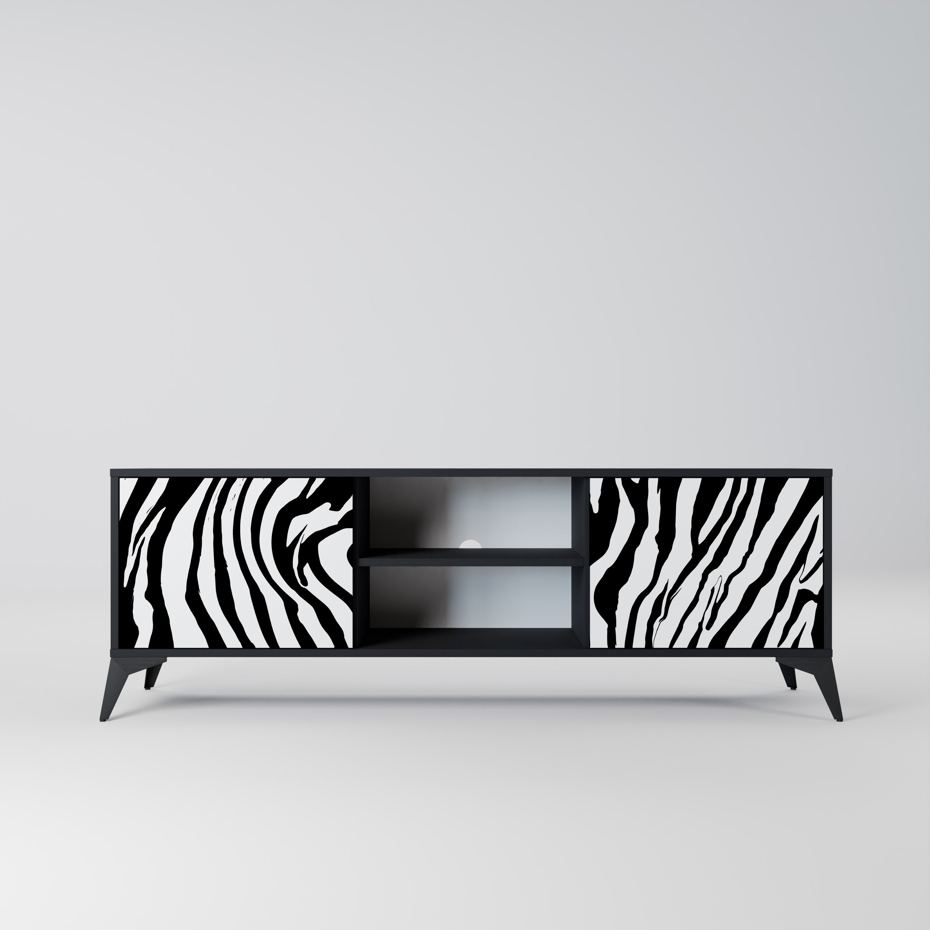 SPLENDID ZEBRA Szafka RTV 2-drzwiowa korpus Czarny