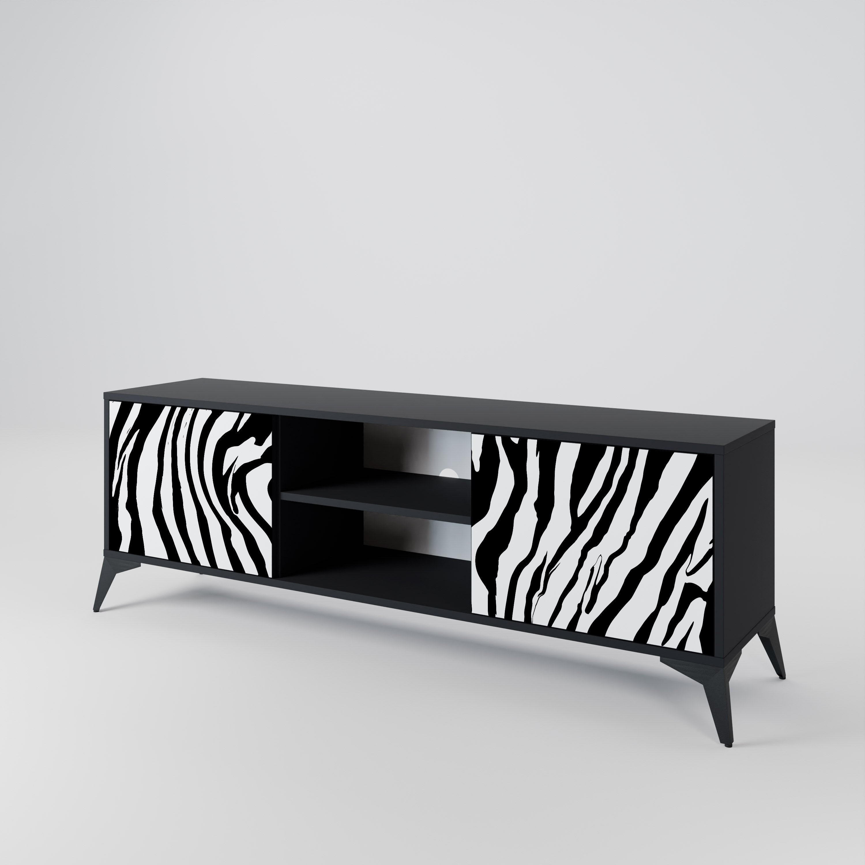 SPLENDID ZEBRA Szafka RTV 2-drzwiowa korpus Czarny