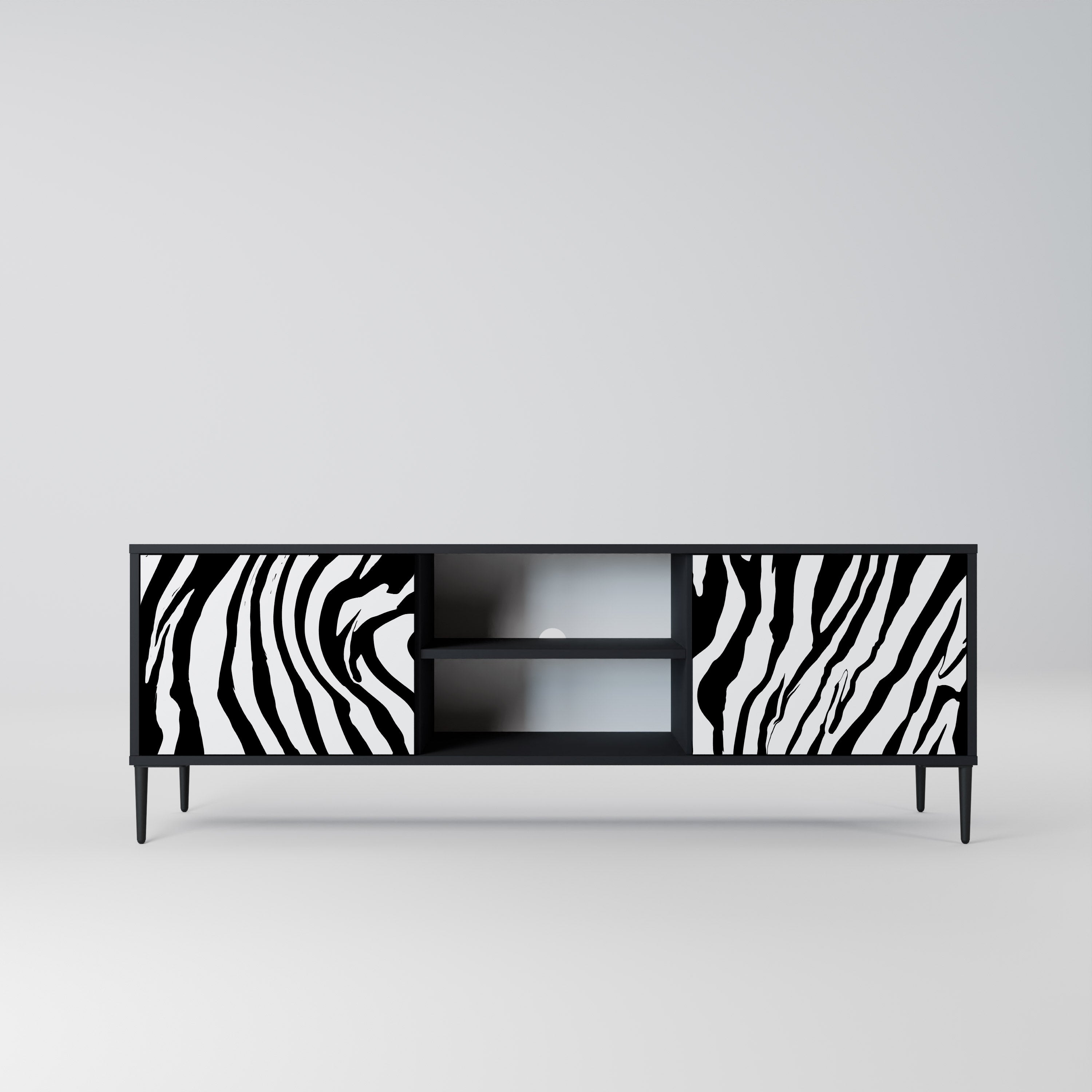 SPLENDID ZEBRA Szafka RTV 2-drzwiowa korpus Czarny