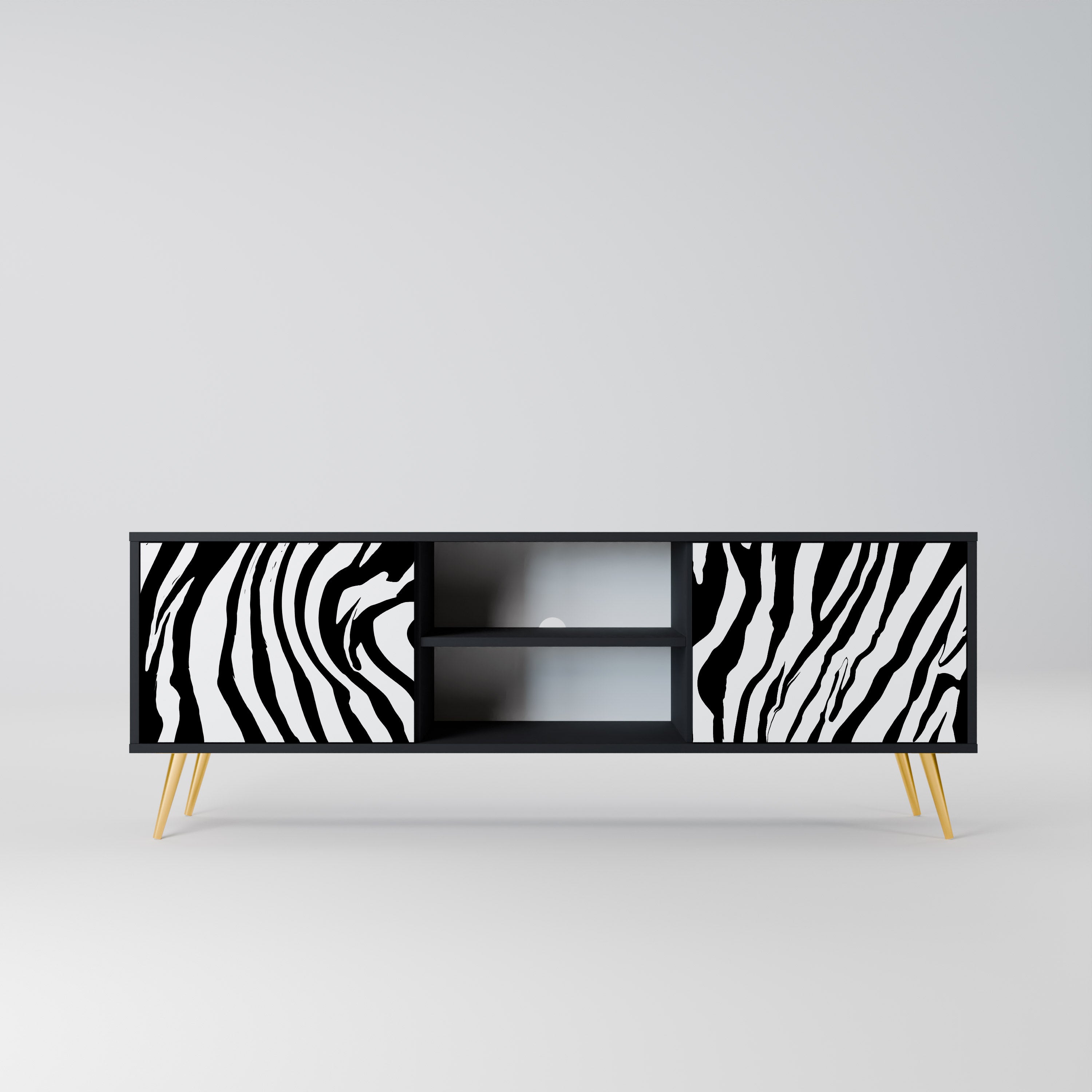 SPLENDID ZEBRA Szafka RTV 2-drzwiowa korpus Czarny