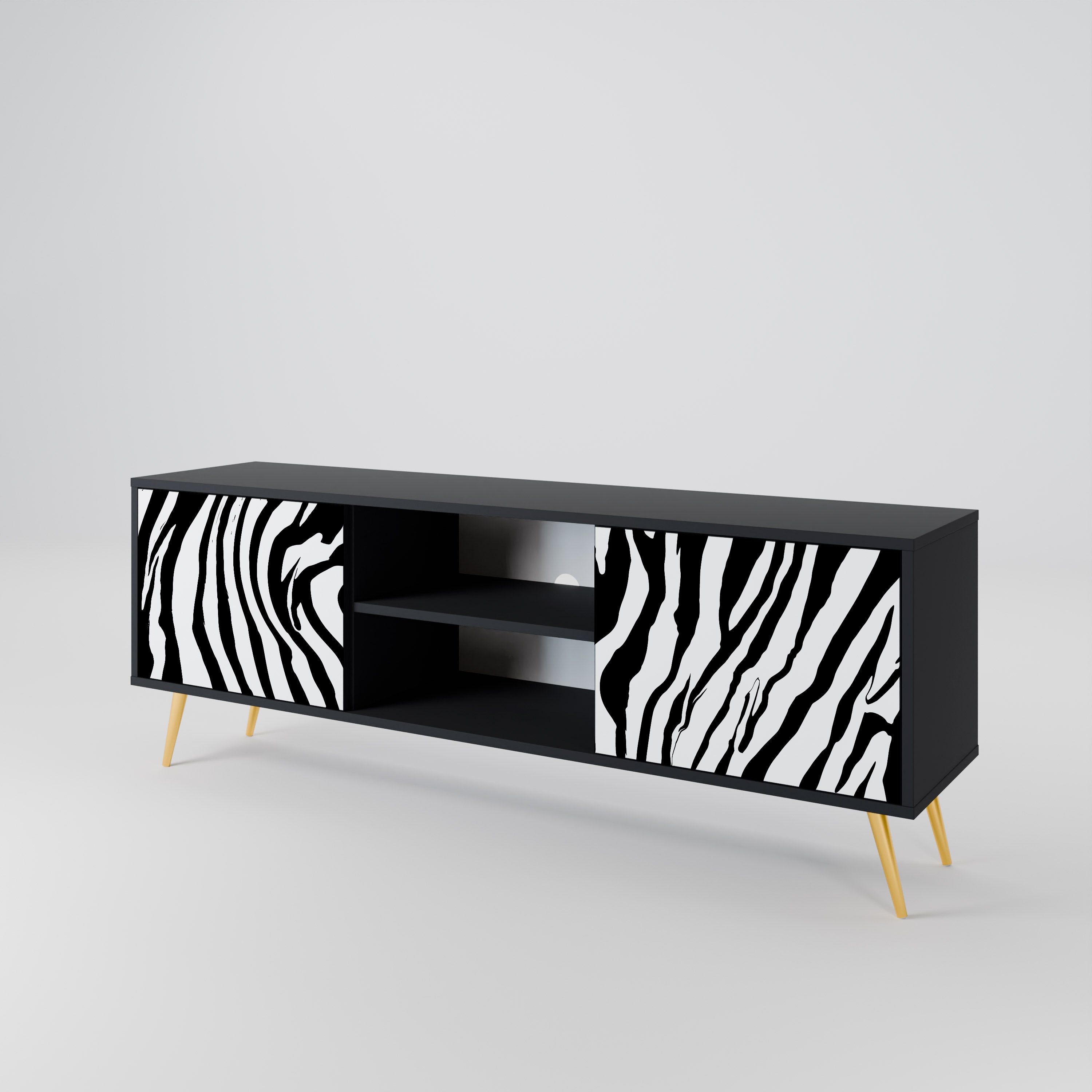 SPLENDID ZEBRA Szafka RTV 2-drzwiowa korpus Czarny