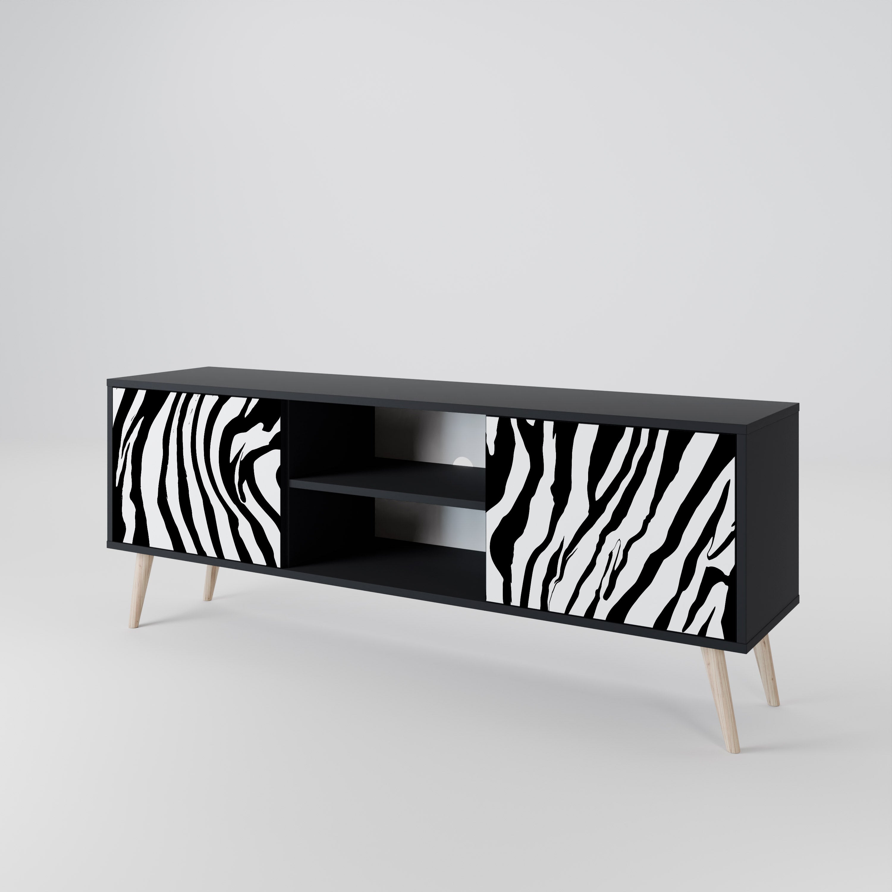 SPLENDID ZEBRA Szafka RTV 2-drzwiowa korpus Czarny