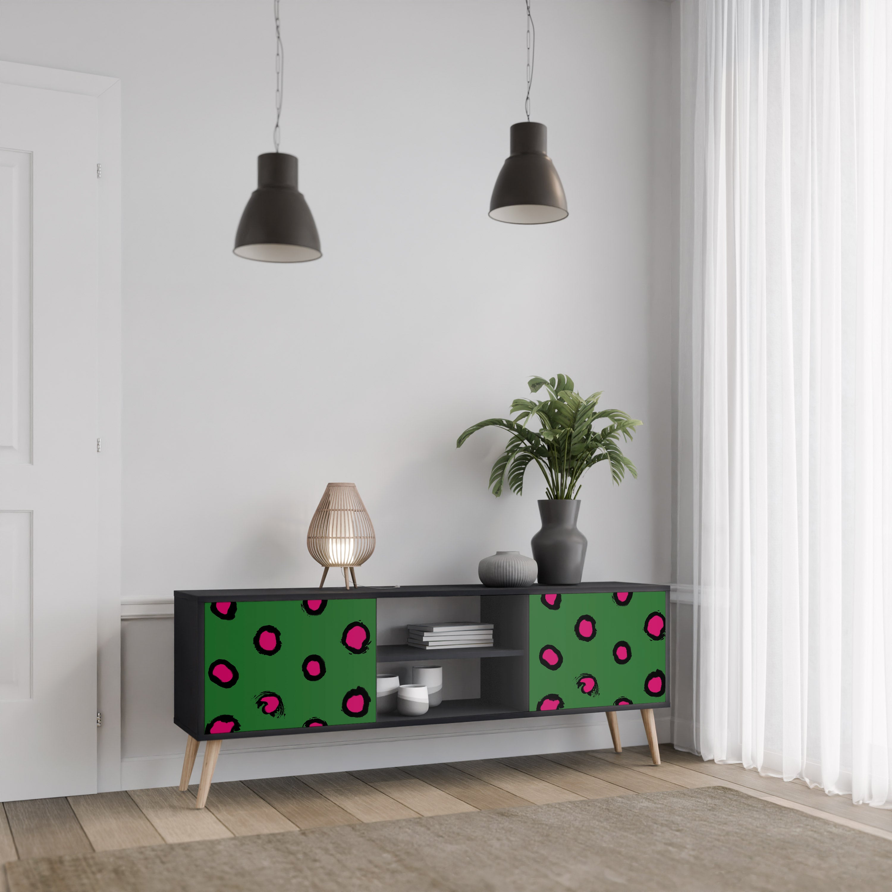 FUNKY SPOTS Szafka RTV 2-drzwiowa korpus Czarny