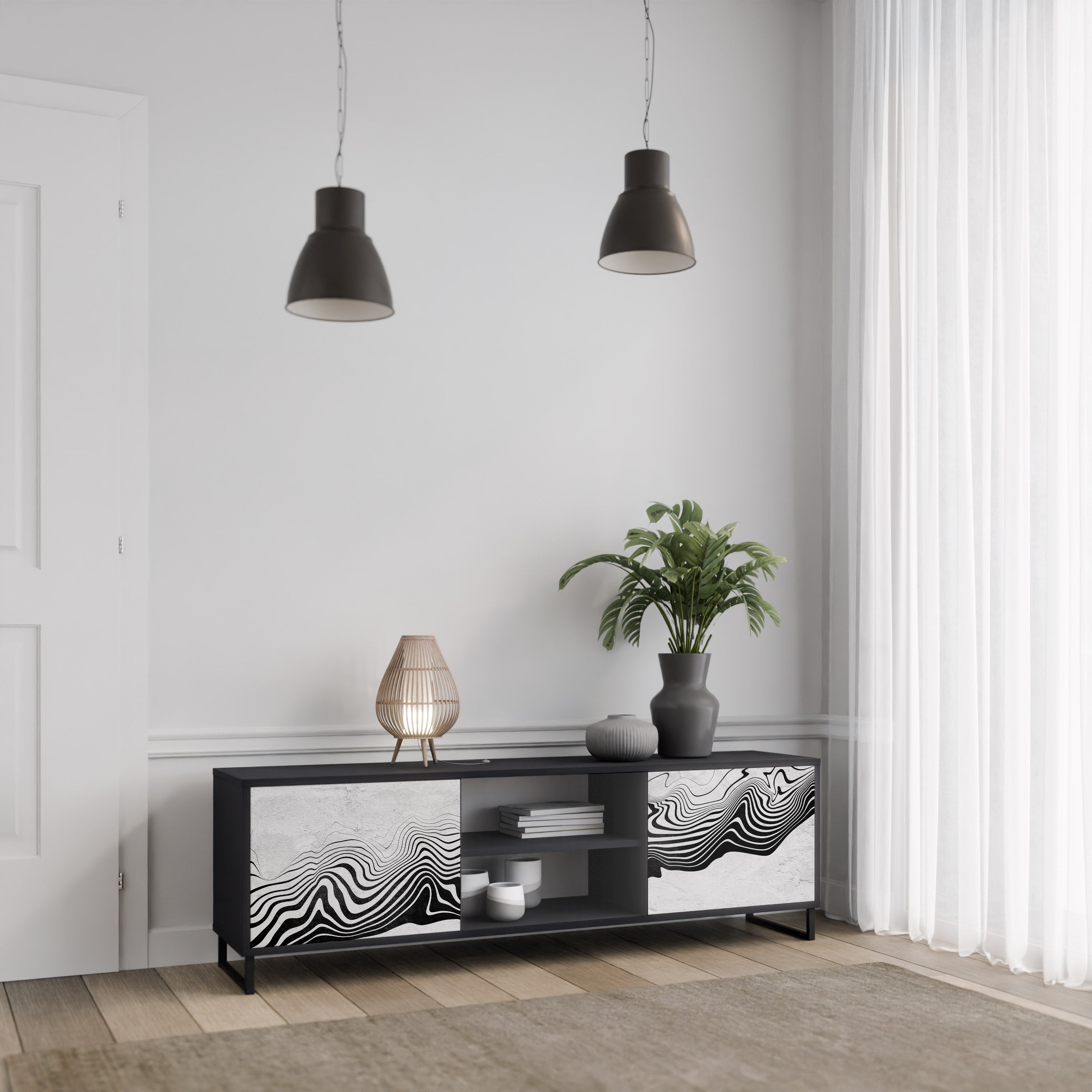 MONOCHROME MIRAGE Szafka RTV 2-drzwiowa korpus Czarny