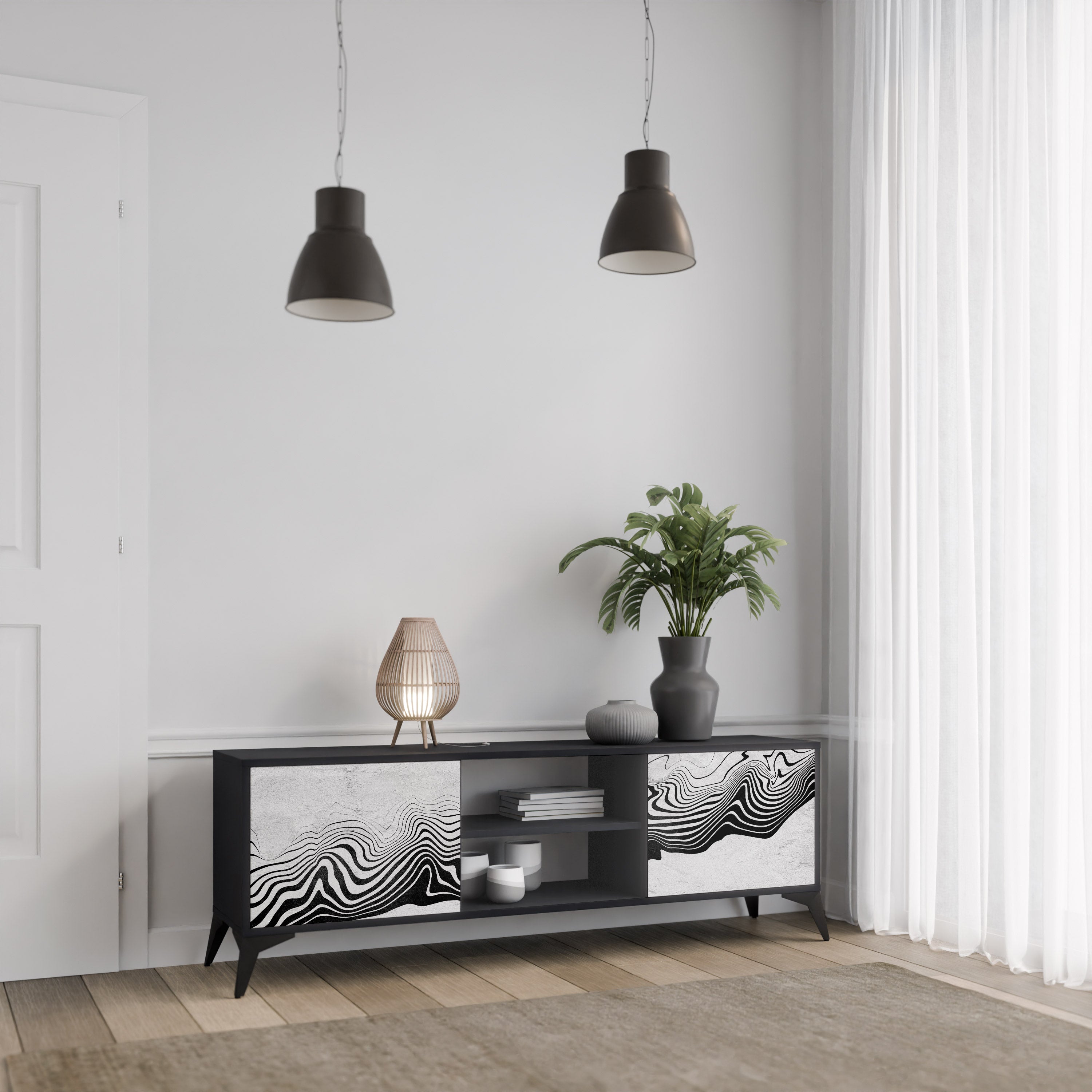 MONOCHROME MIRAGE Szafka RTV 2-drzwiowa korpus Czarny