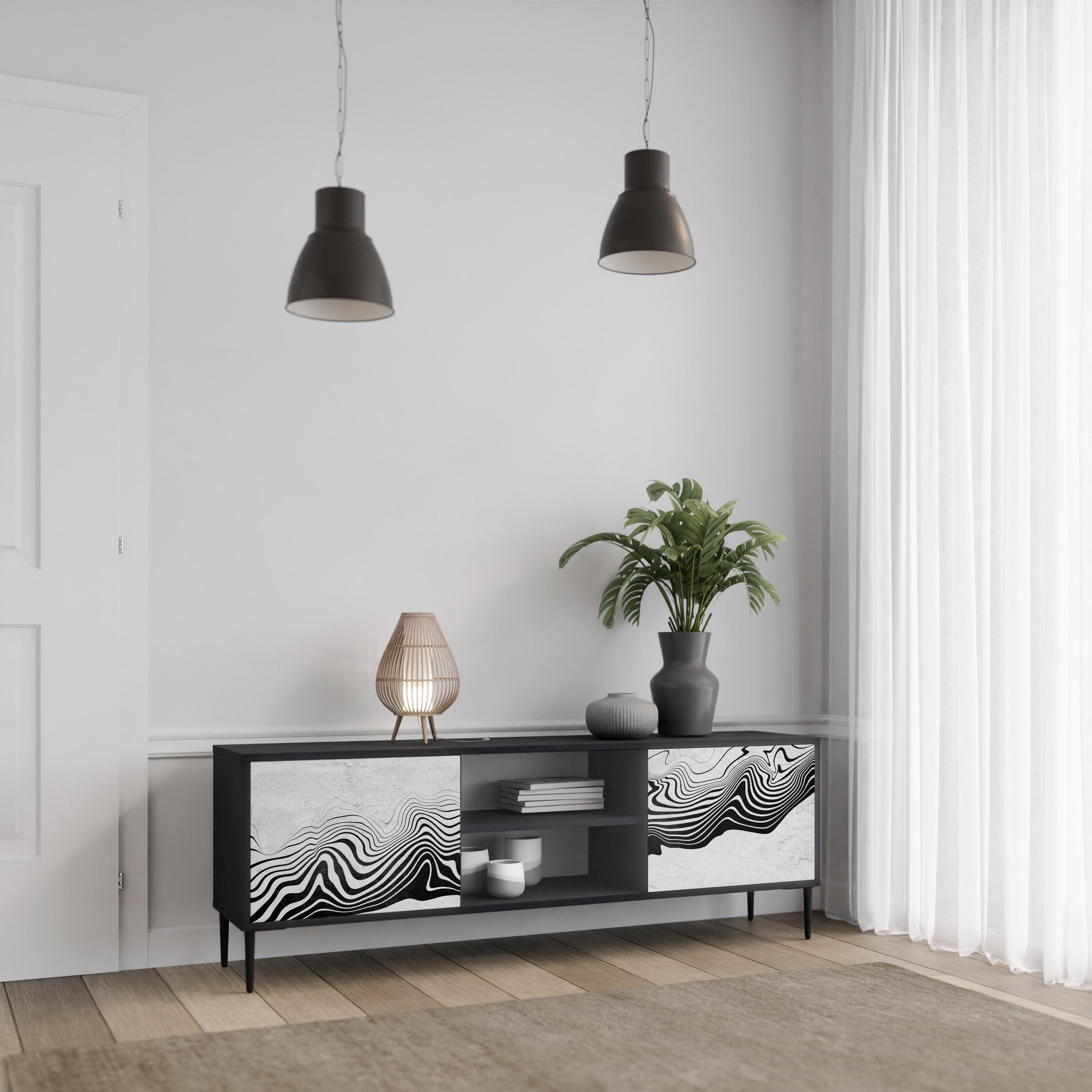 MONOCHROME MIRAGE Szafka RTV 2-drzwiowa korpus Czarny