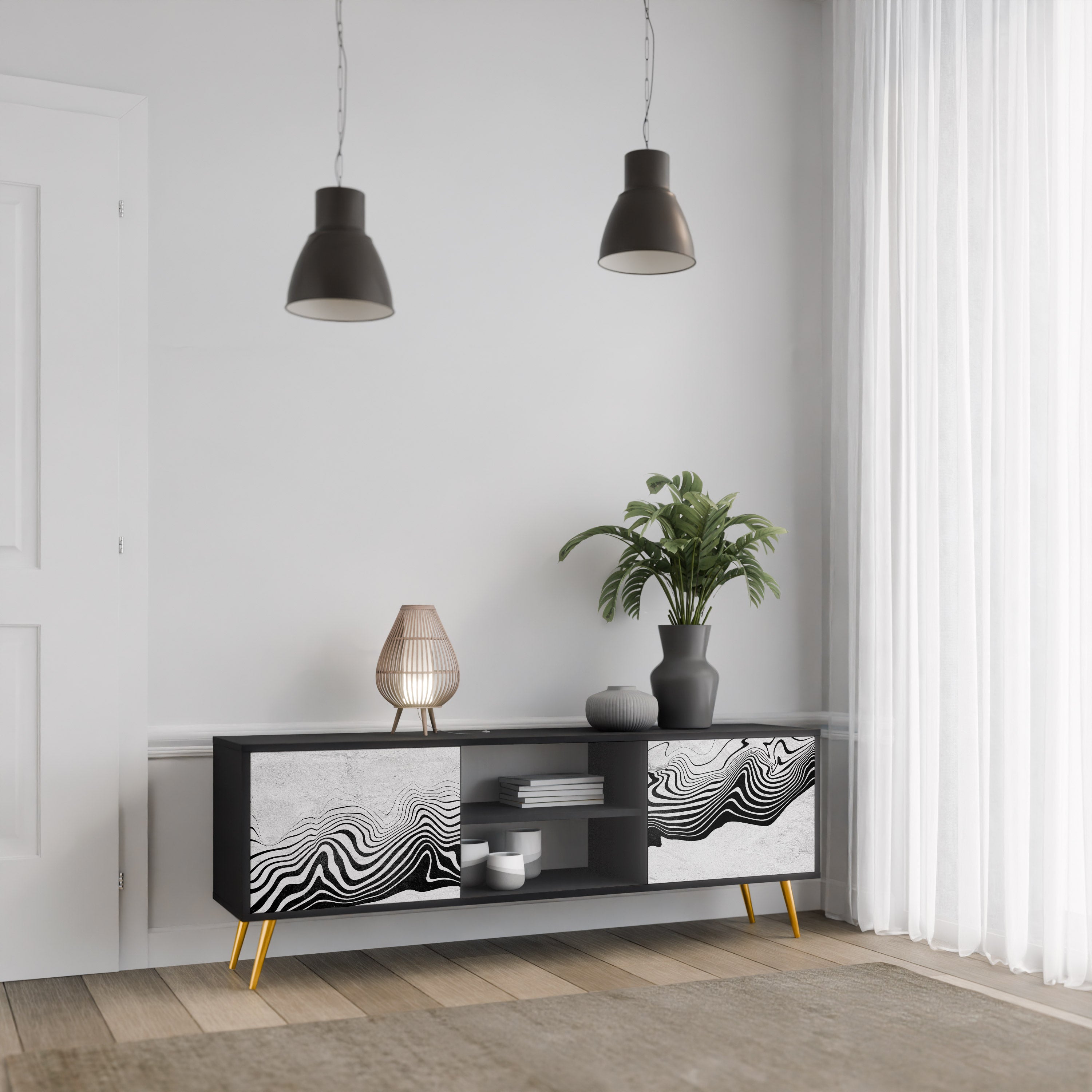 MONOCHROME MIRAGE Szafka RTV 2-drzwiowa korpus Czarny