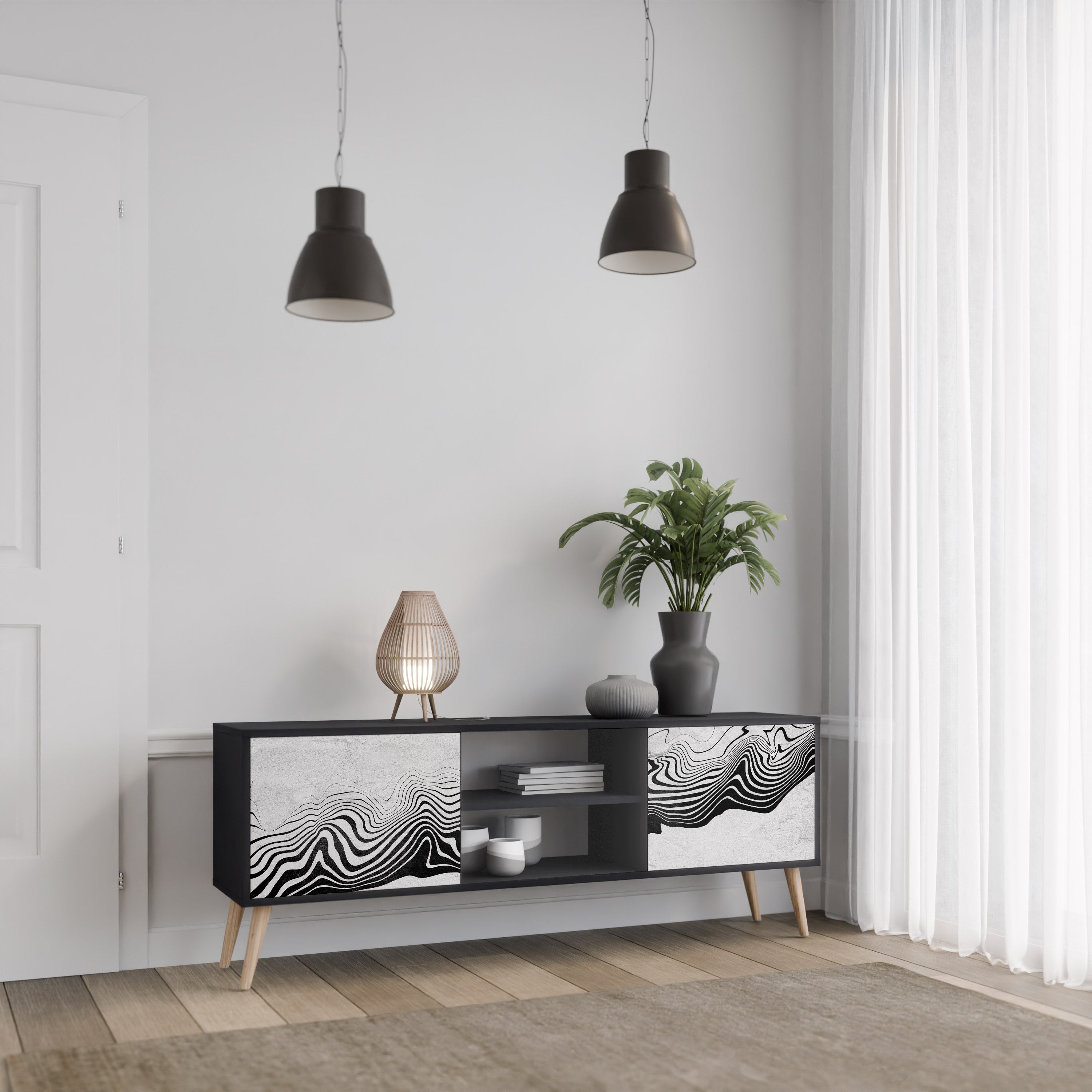 MONOCHROME MIRAGE Szafka RTV 2-drzwiowa korpus Czarny