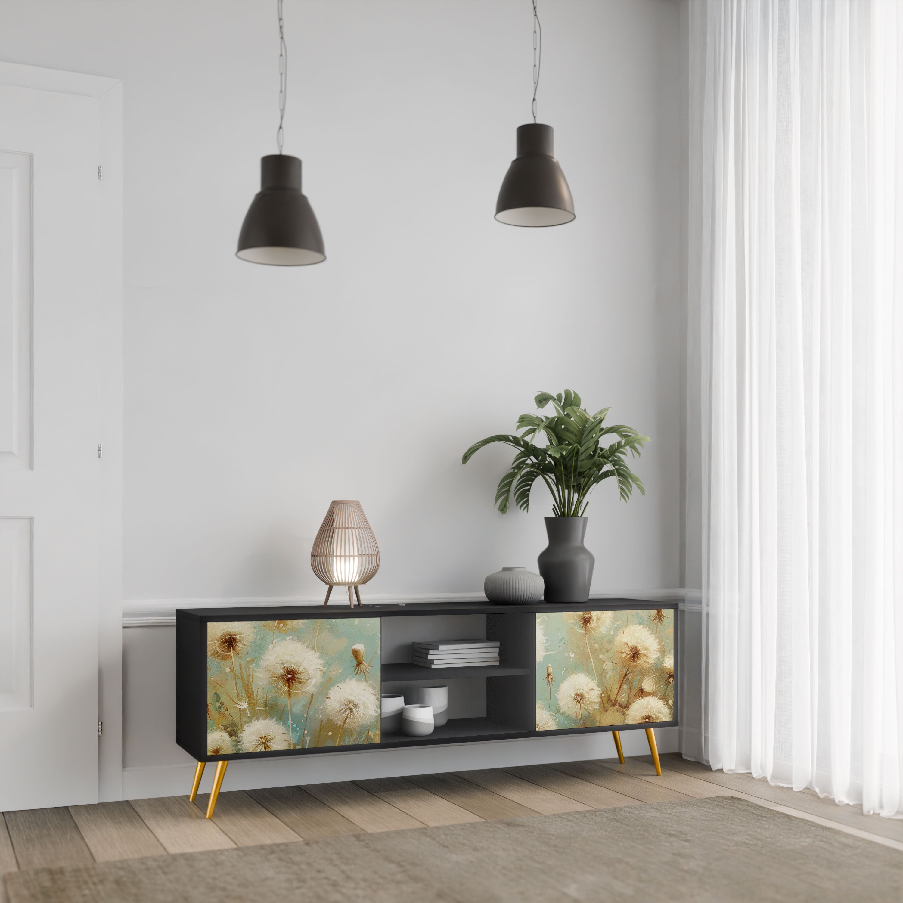 DREAMY MEADOW Szafka RTV 2-drzwiowa korpus Czarny
