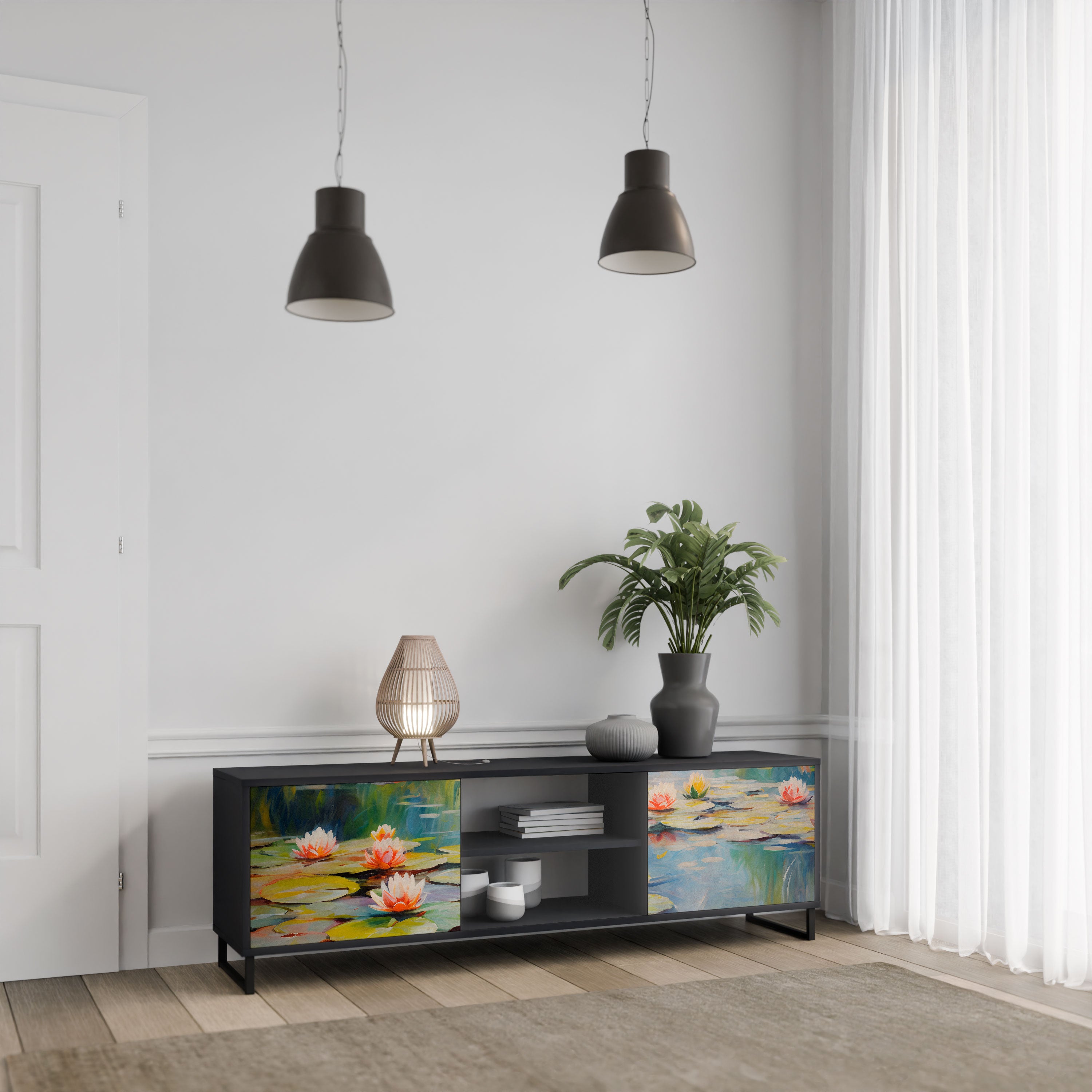BLOOMING WATERS Szafka RTV 2-drzwiowa korpus Czarny