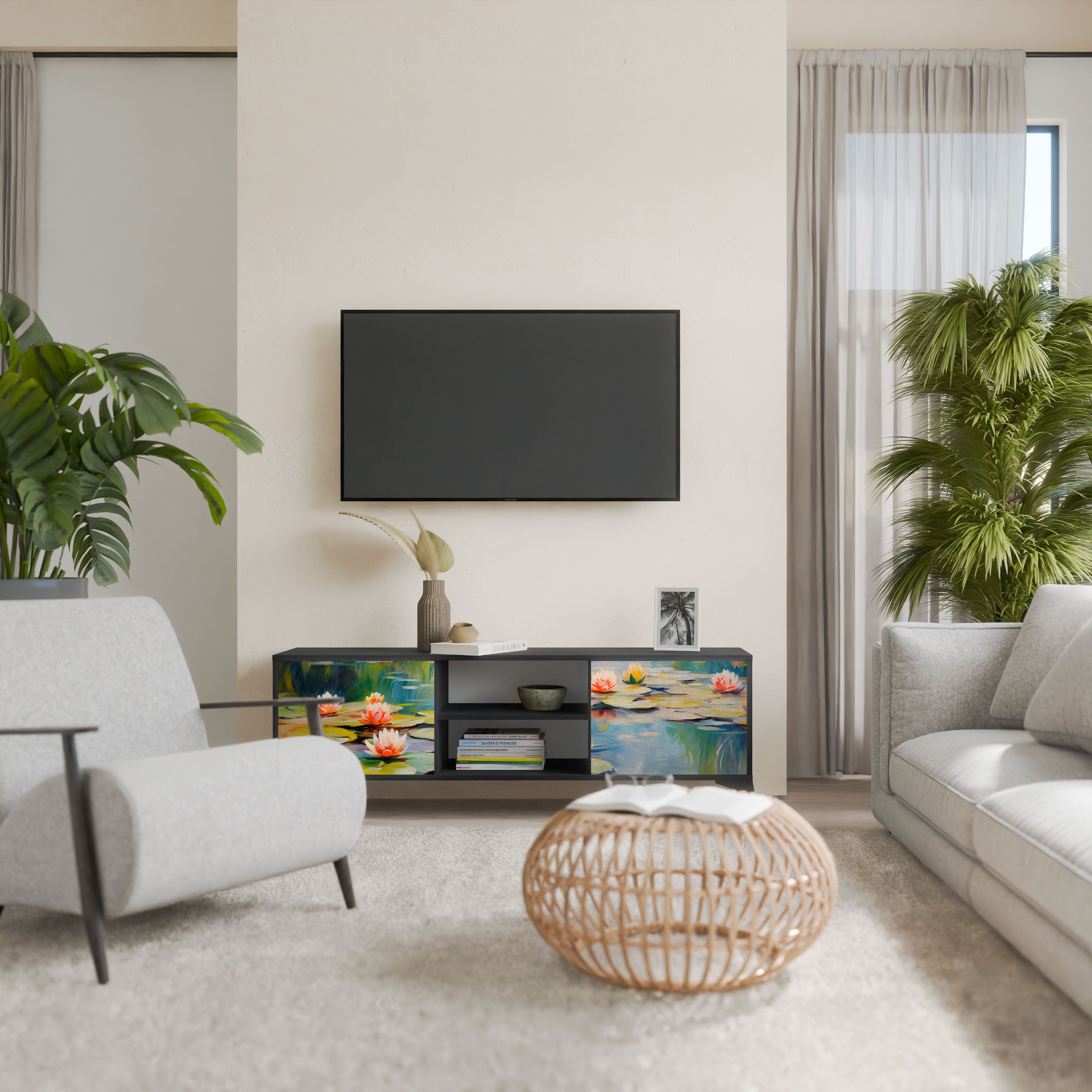 BLOOMING WATERS Szafka RTV 2-drzwiowa korpus Czarny