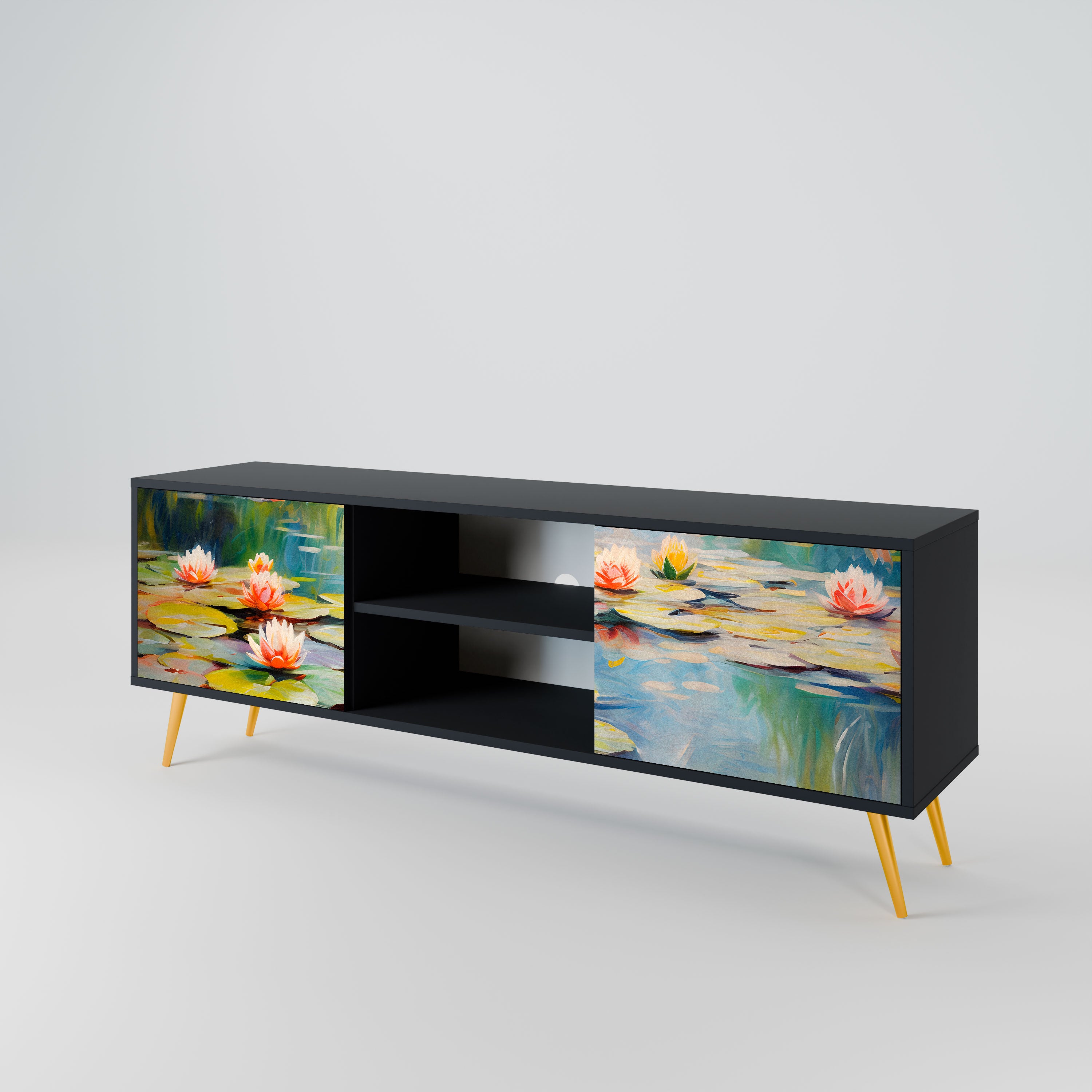 BLOOMING WATERS Szafka RTV 2-drzwiowa korpus Czarny