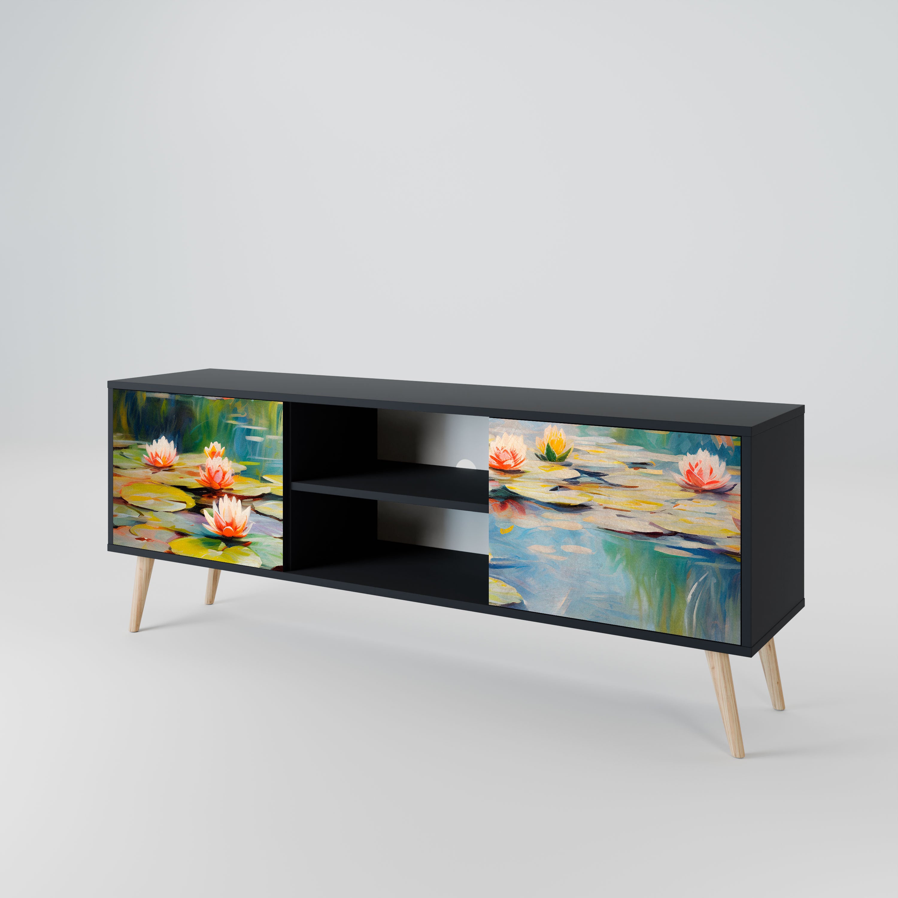 BLOOMING WATERS Szafka RTV 2-drzwiowa korpus Czarny