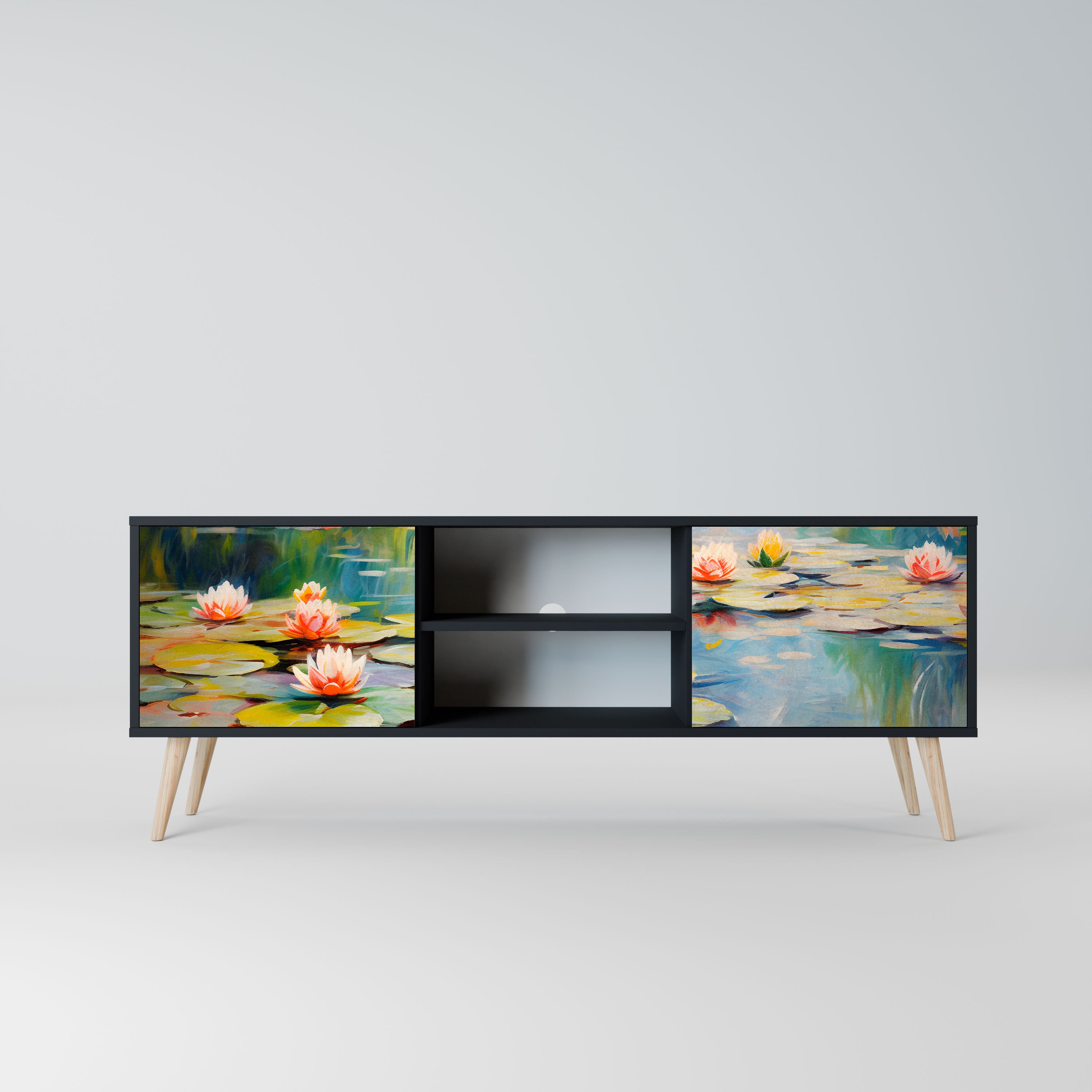 BLOOMING WATERS Szafka RTV 2-drzwiowa korpus Czarny