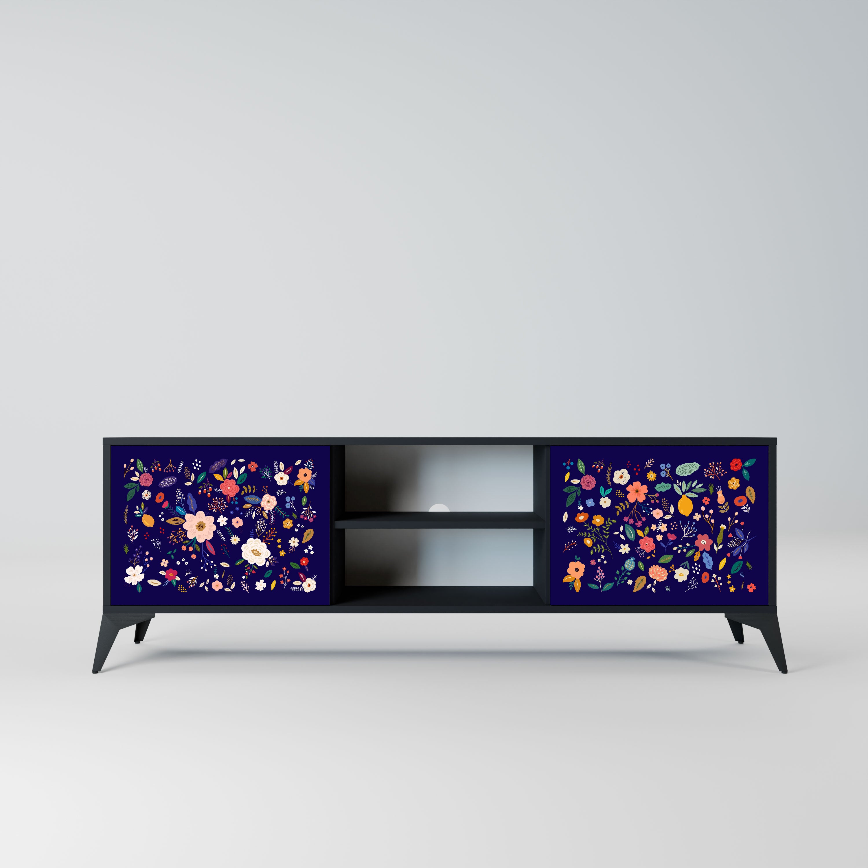 FLORAL COMBINATION Szafka RTV 2-drzwiowa korpus Czarny