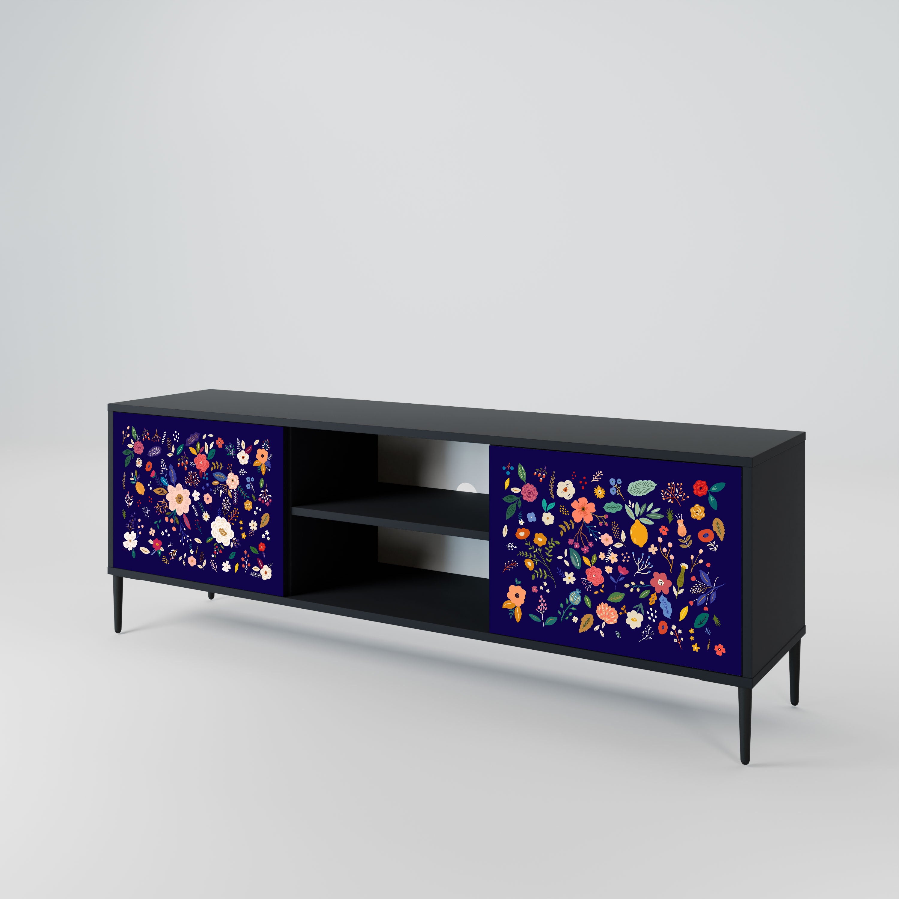 FLORAL COMBINATION Szafka RTV 2-drzwiowa korpus Czarny