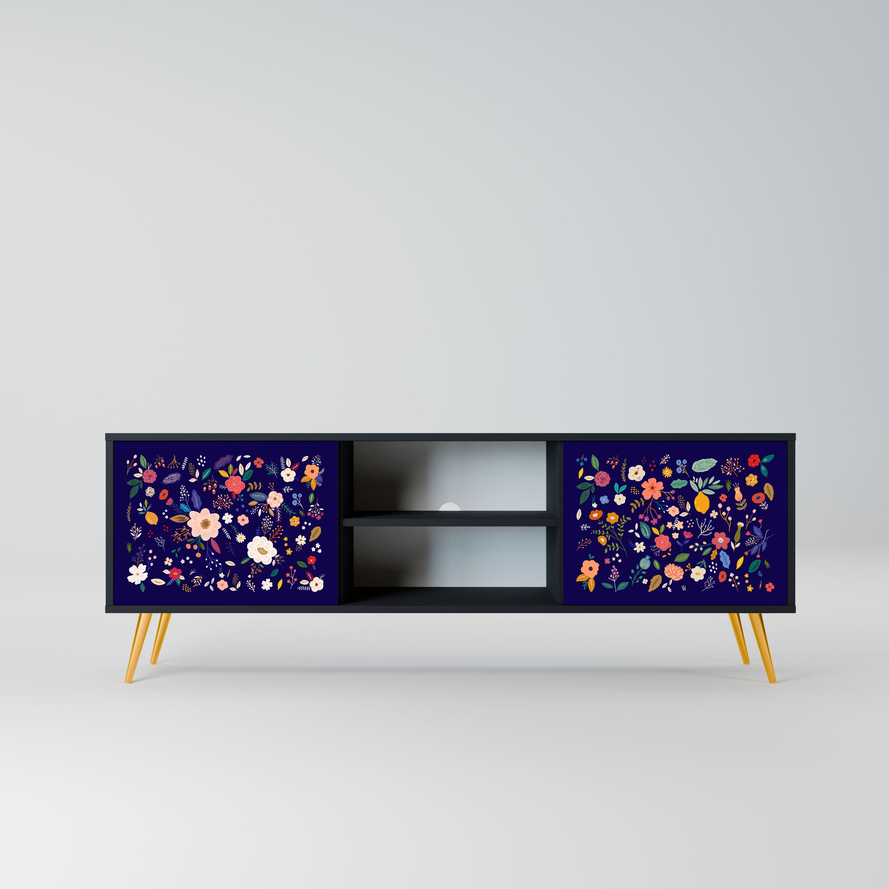 FLORAL COMBINATION Szafka RTV 2-drzwiowa korpus Czarny