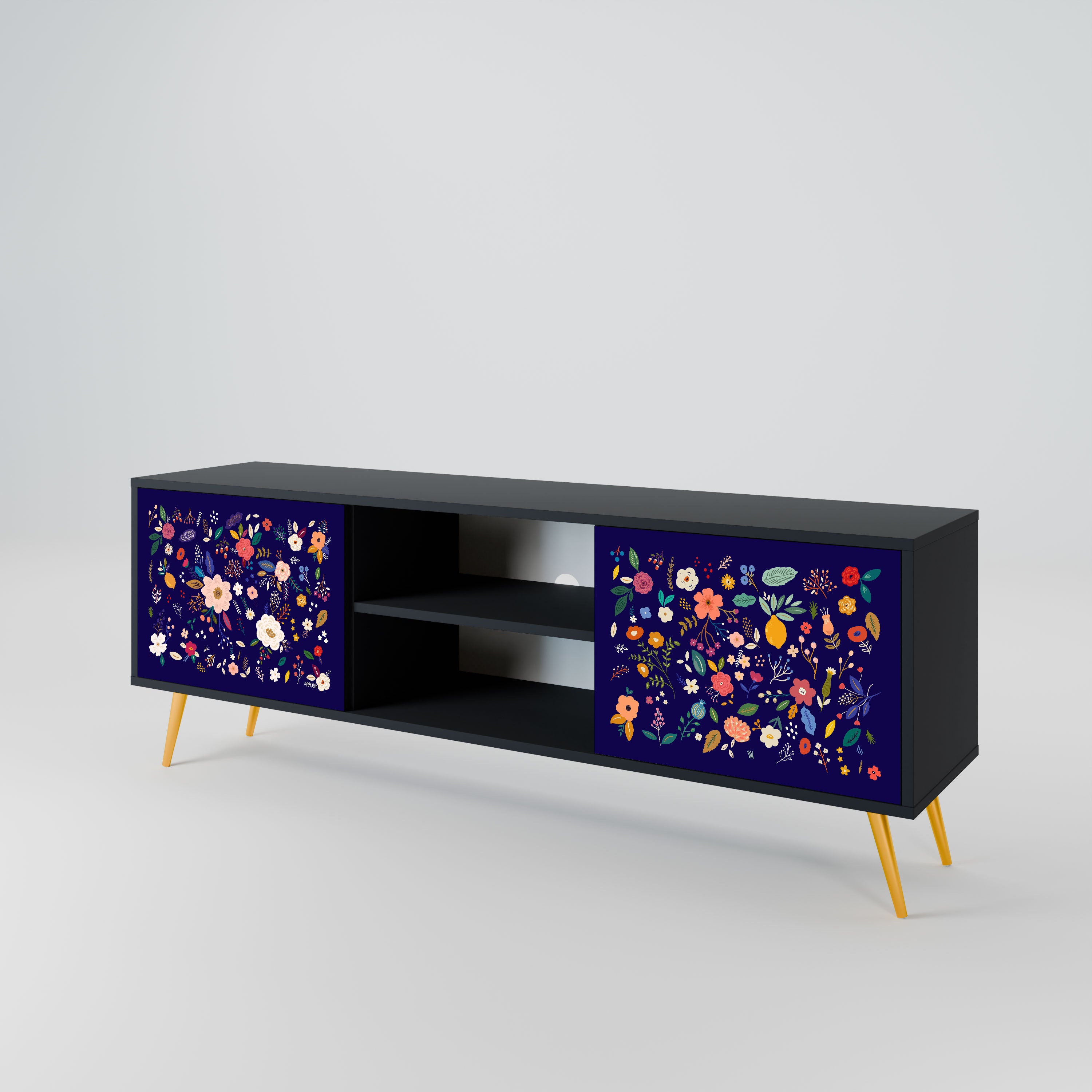 FLORAL COMBINATION Szafka RTV 2-drzwiowa korpus Czarny