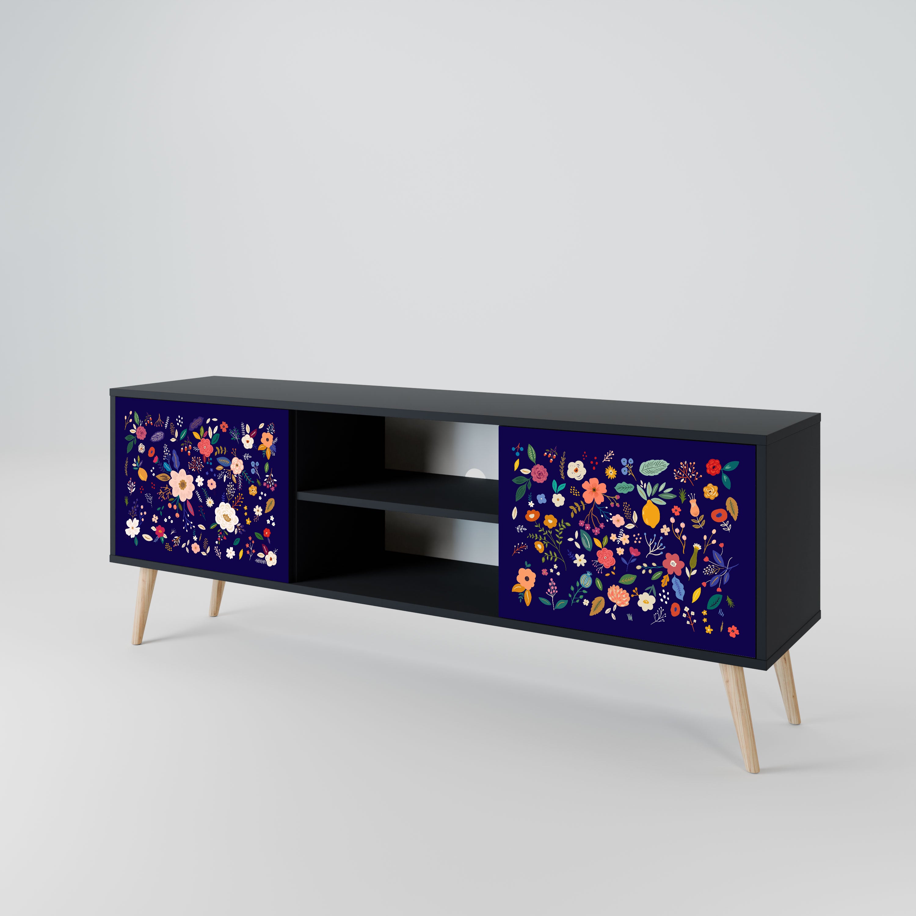FLORAL COMBINATION Szafka RTV 2-drzwiowa korpus Czarny