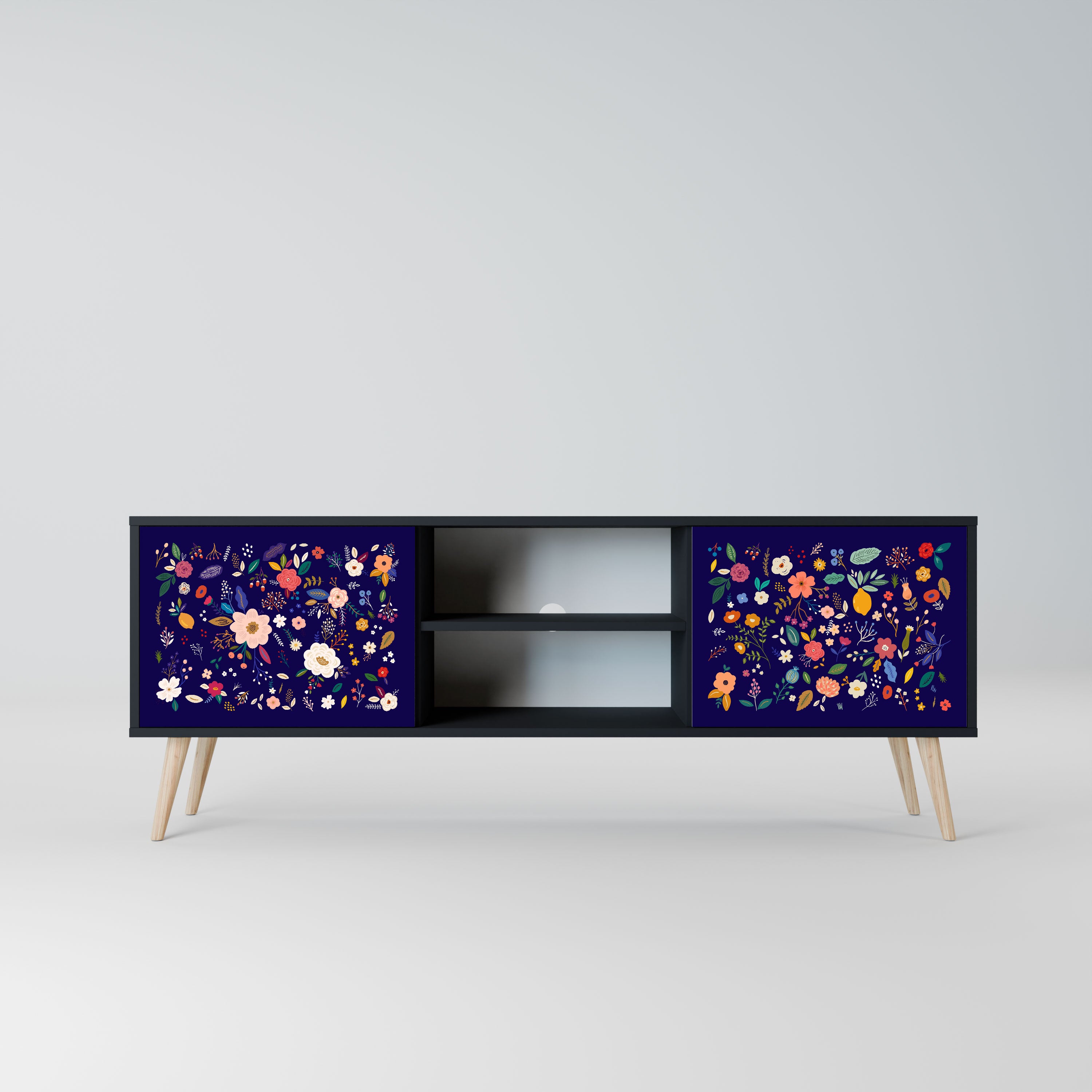 FLORAL COMBINATION Szafka RTV 2-drzwiowa korpus Czarny
