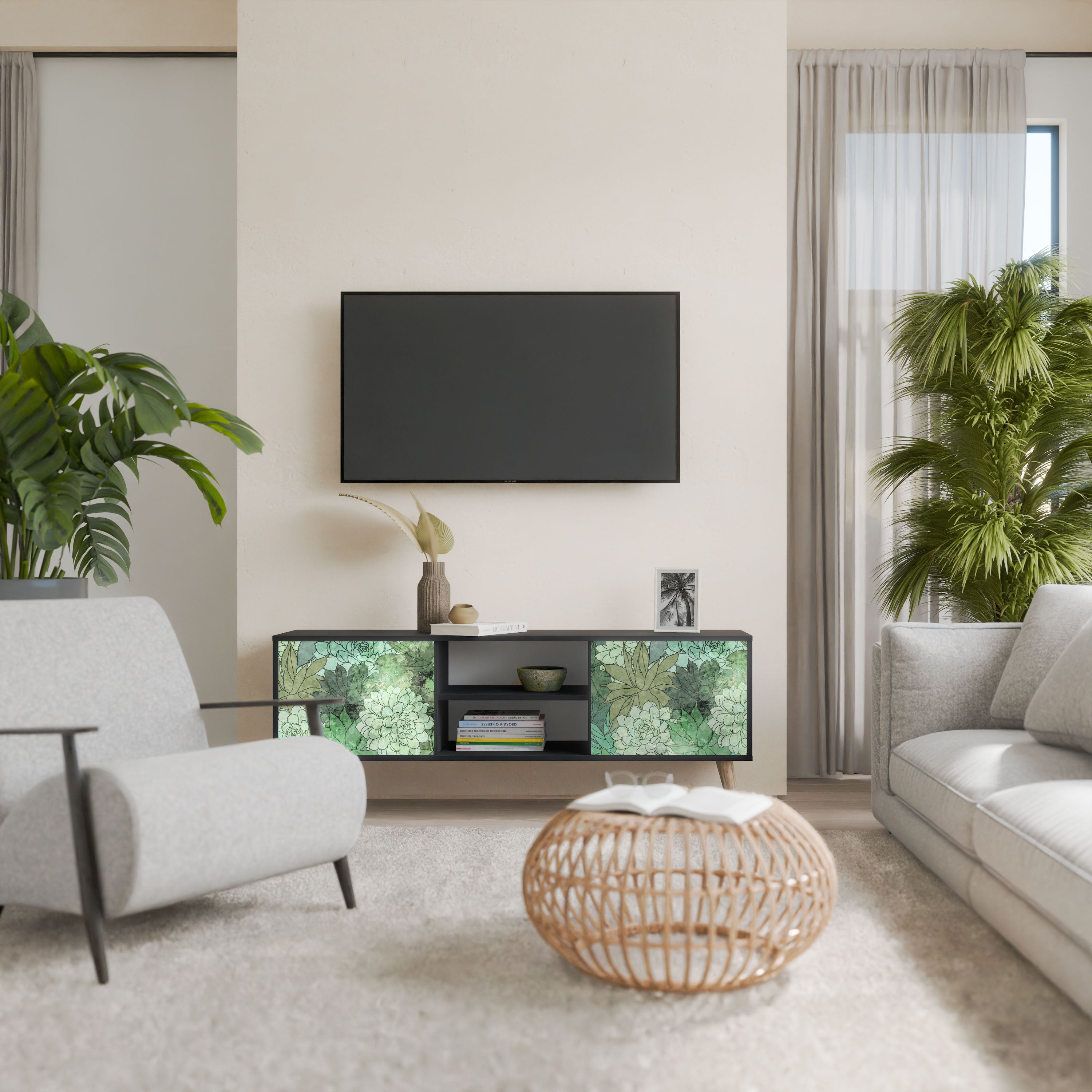 SUCCULENT CLUSTER Szafka RTV 2-drzwiowa korpus Czarny