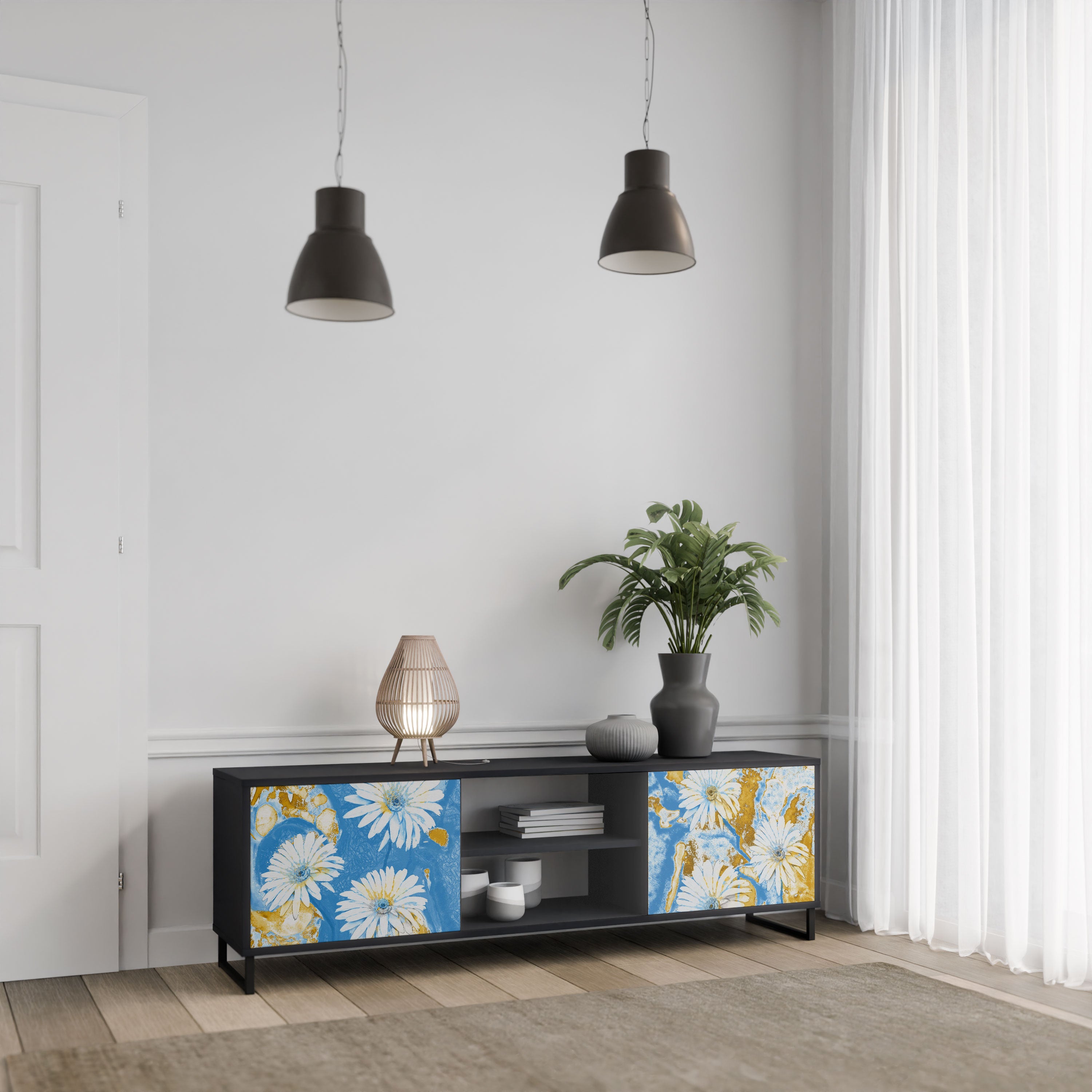 DAISY LUXE Szafka RTV 2-drzwiowa korpus Czarny