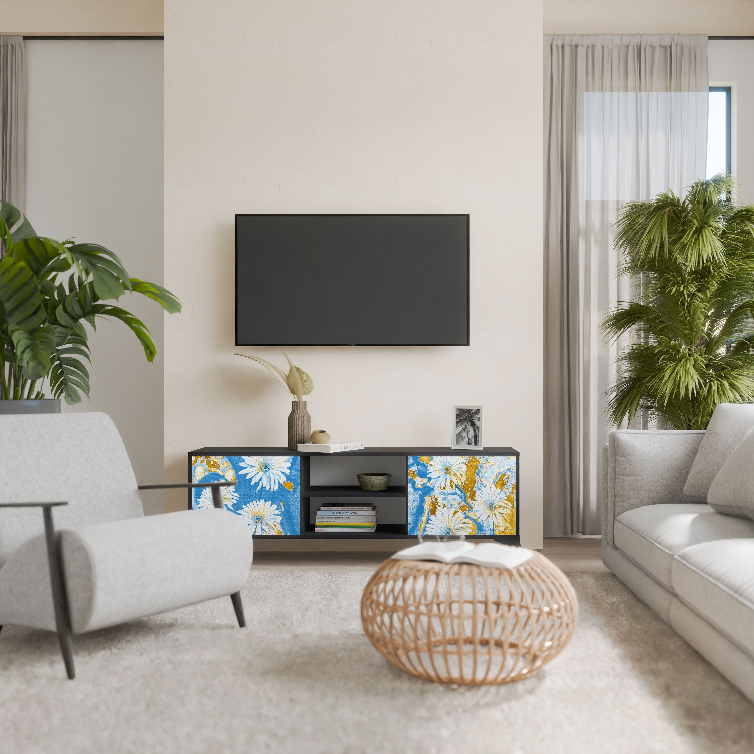 DAISY LUXE Szafka RTV 2-drzwiowa korpus Czarny