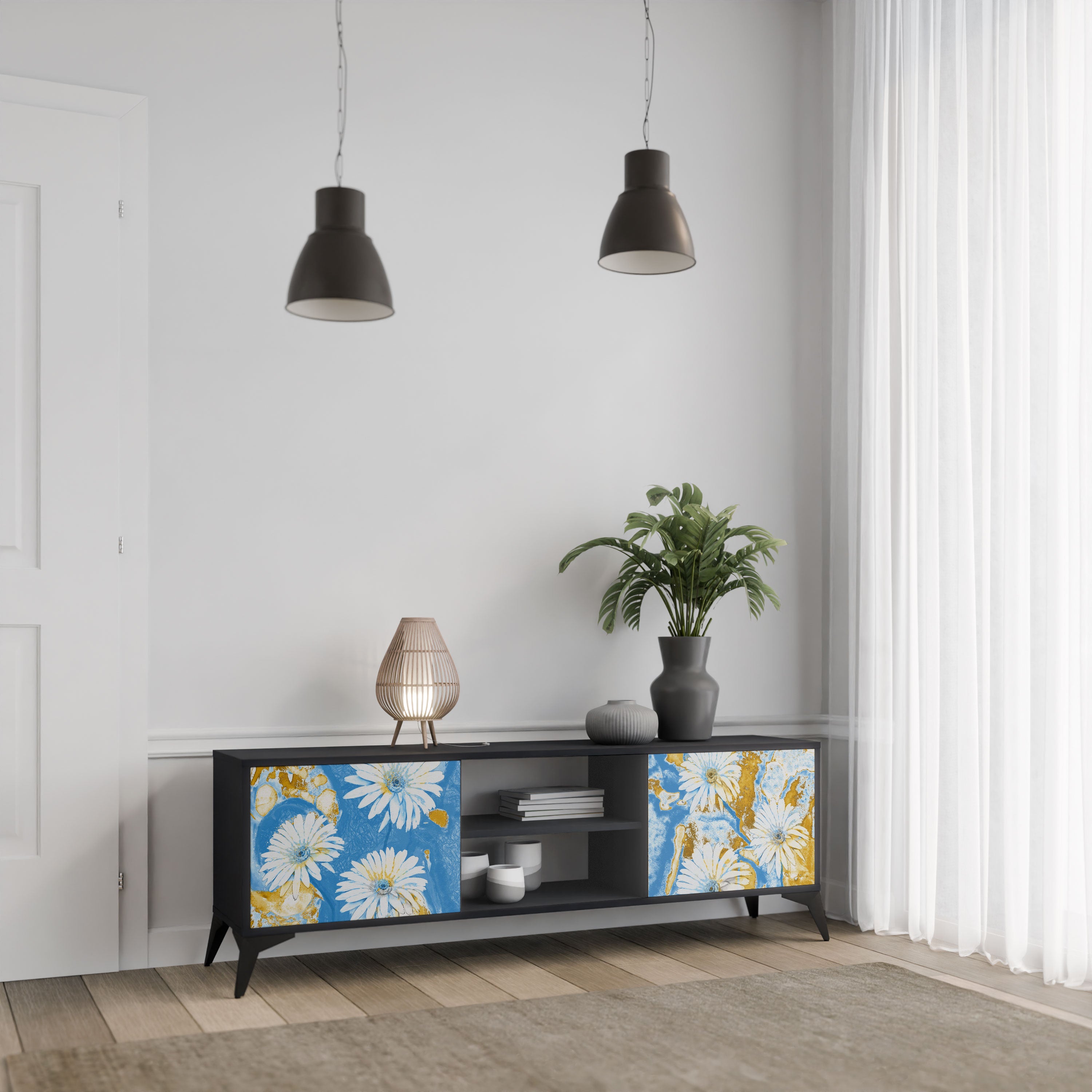 DAISY LUXE Szafka RTV 2-drzwiowa korpus Czarny