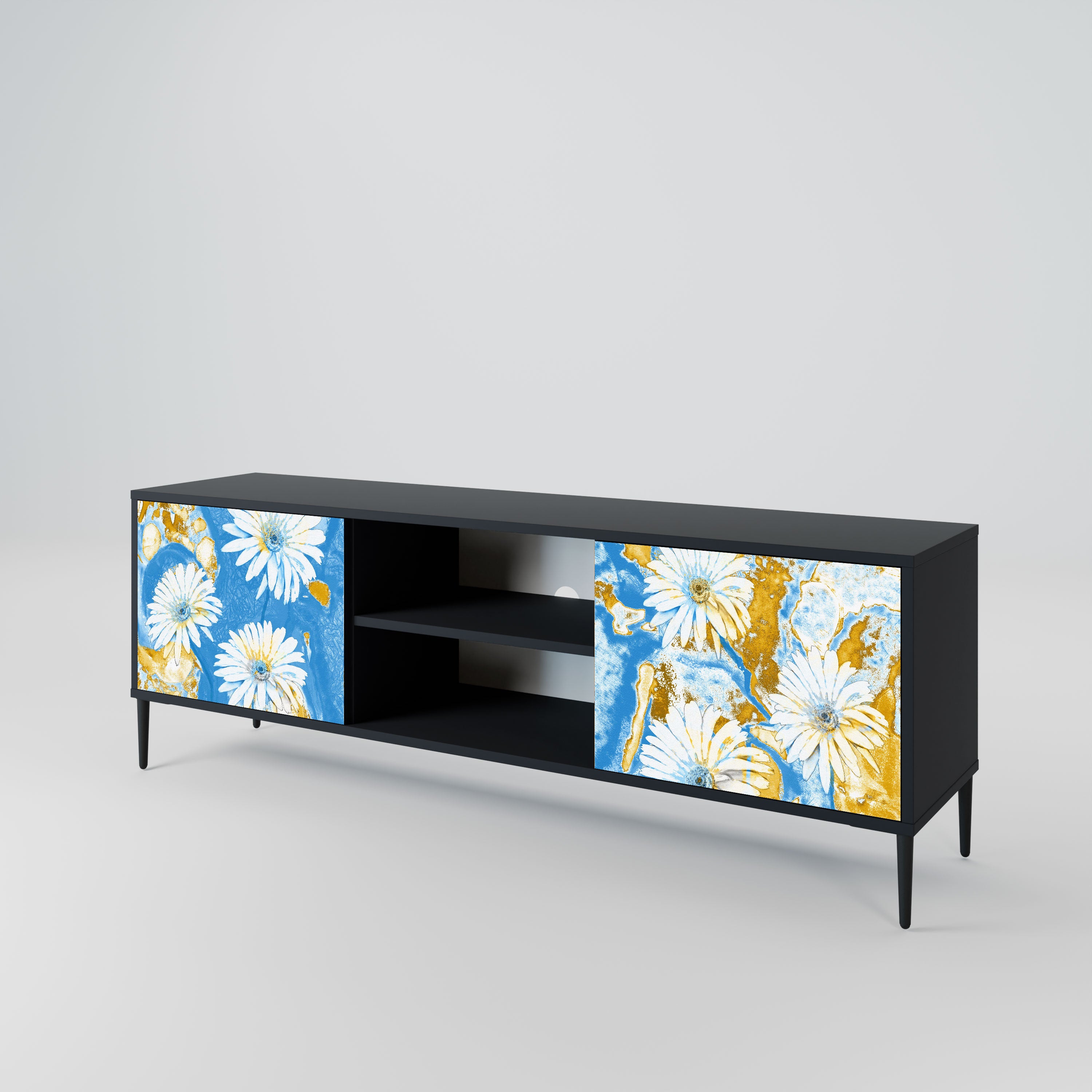 DAISY LUXE Szafka RTV 2-drzwiowa korpus Czarny