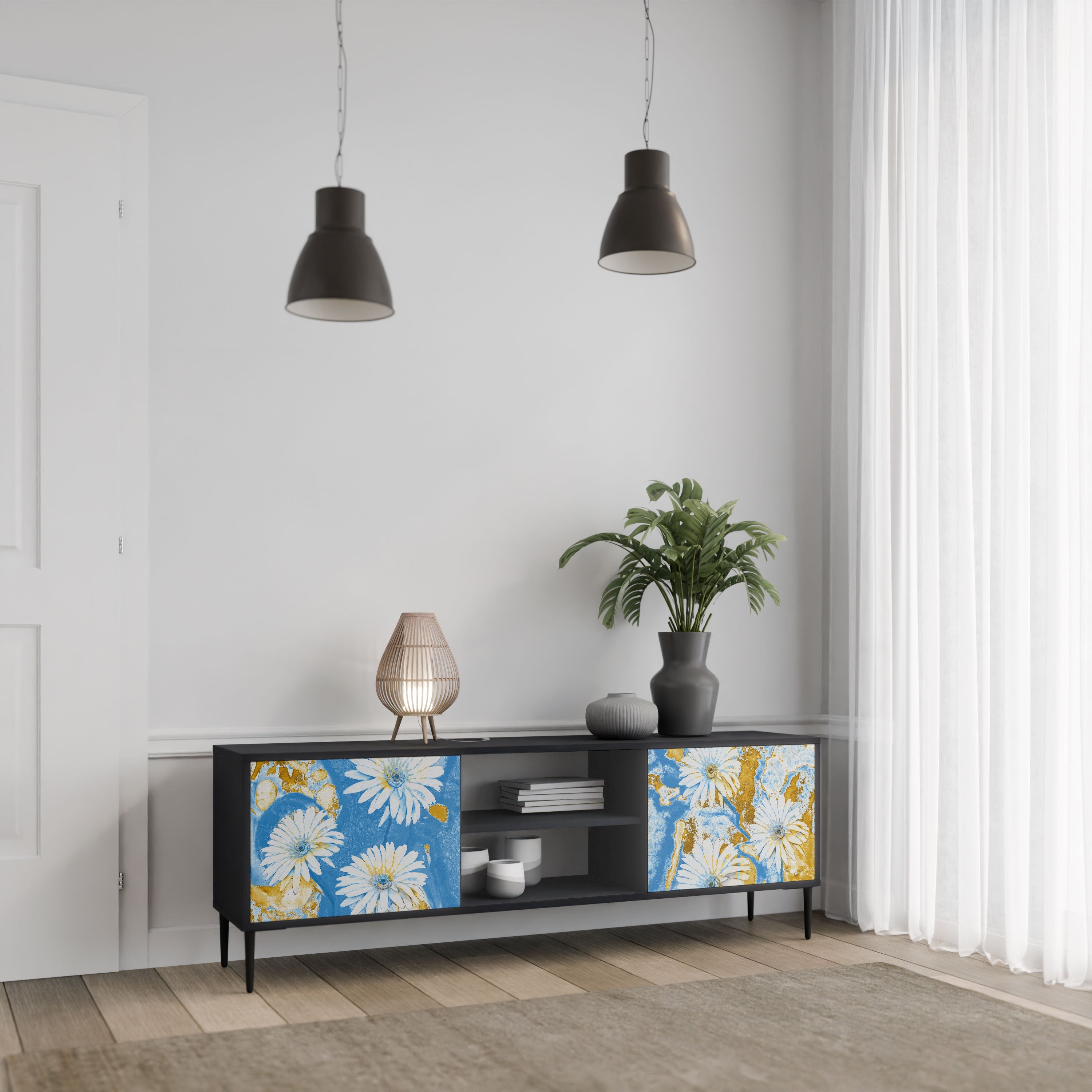 DAISY LUXE Szafka RTV 2-drzwiowa korpus Czarny