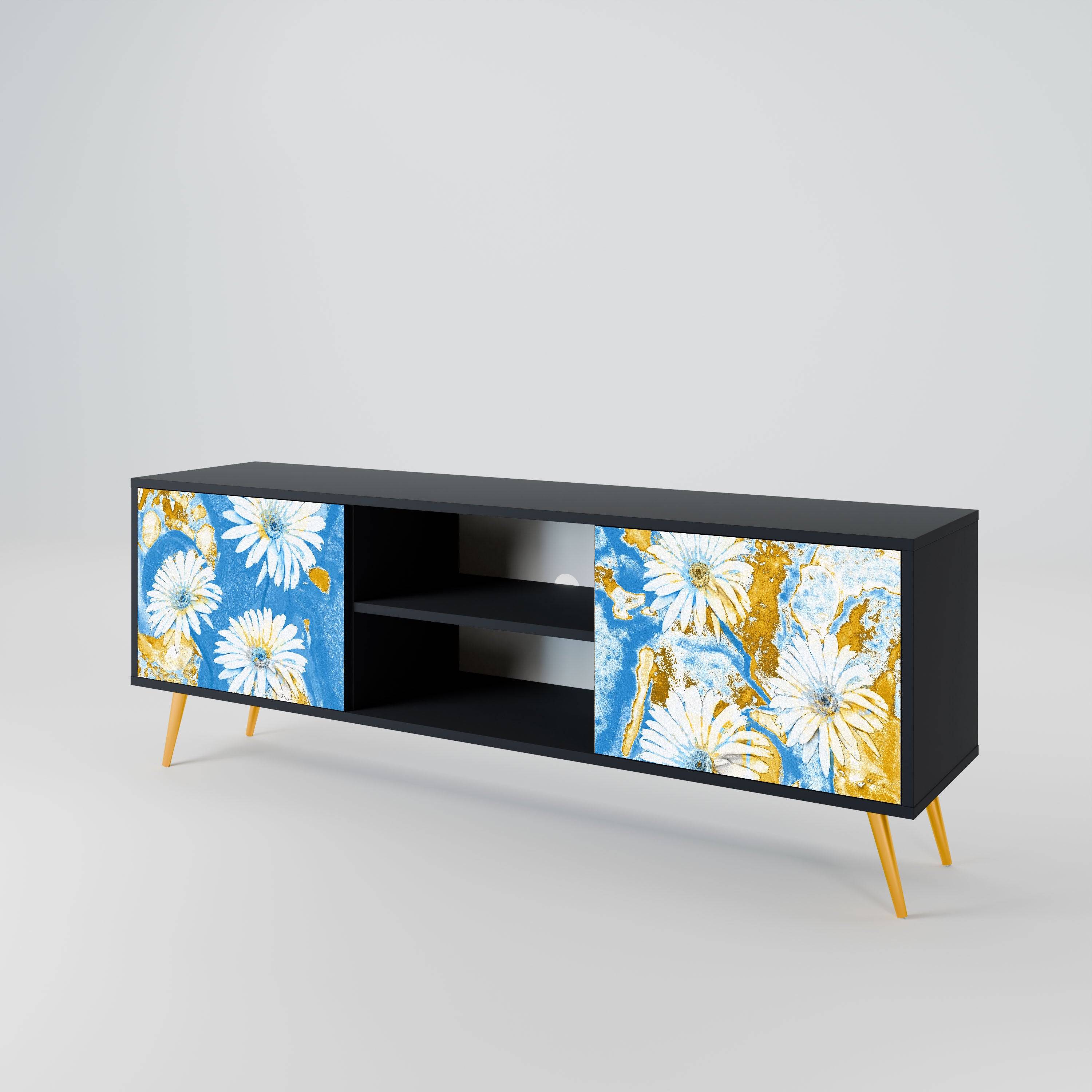 DAISY LUXE Szafka RTV 2-drzwiowa korpus Czarny