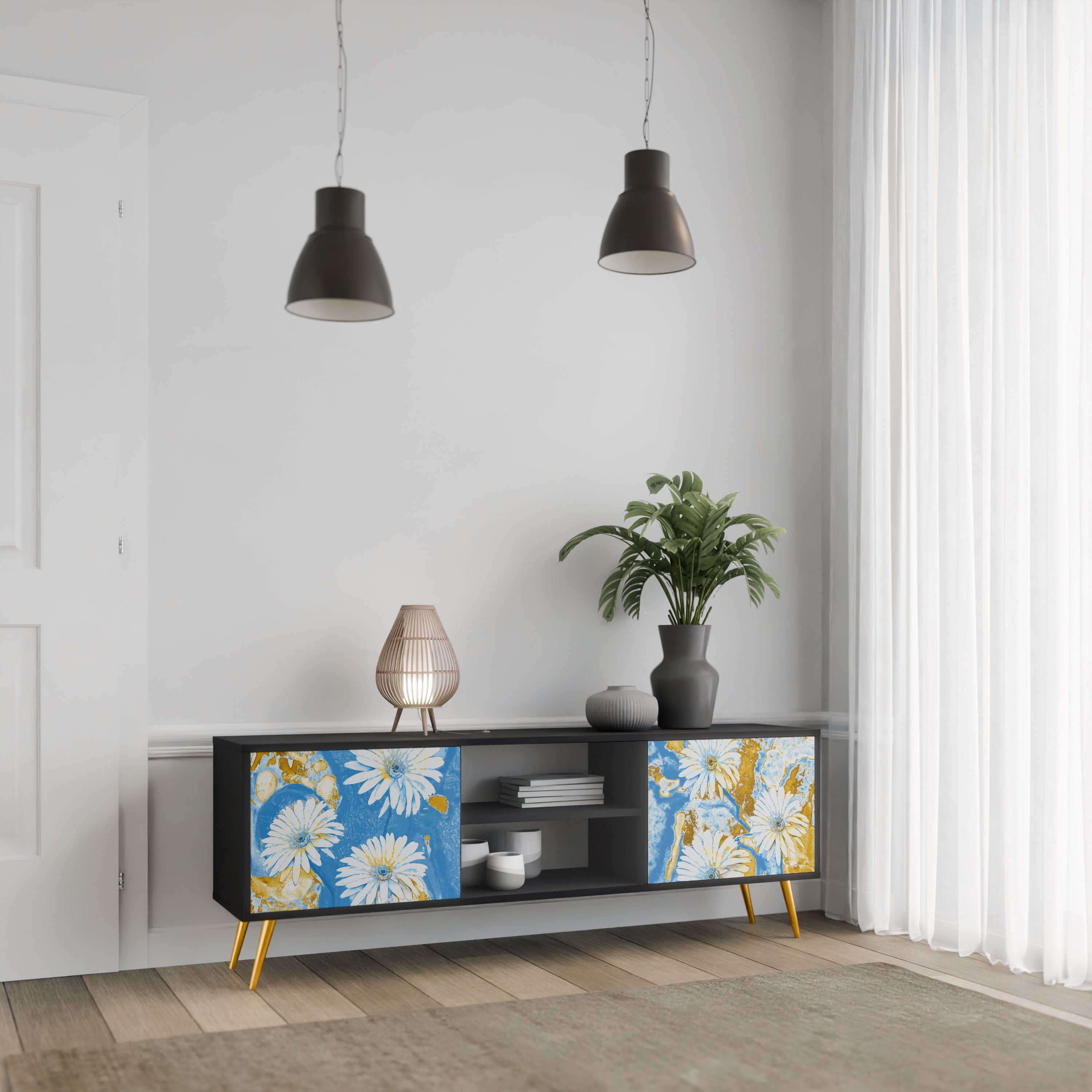 DAISY LUXE Szafka RTV 2-drzwiowa korpus Czarny