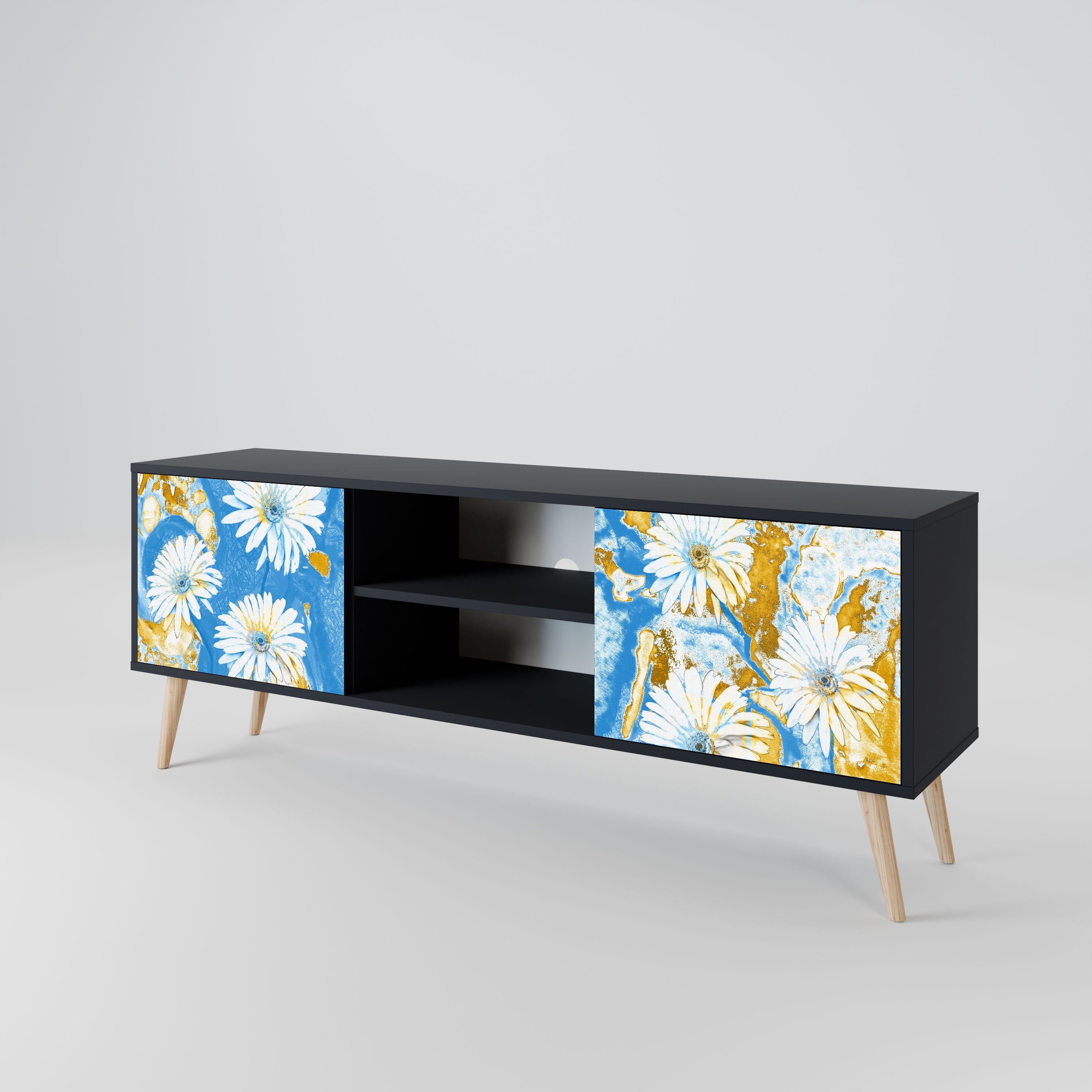 DAISY LUXE Szafka RTV 2-drzwiowa korpus Czarny