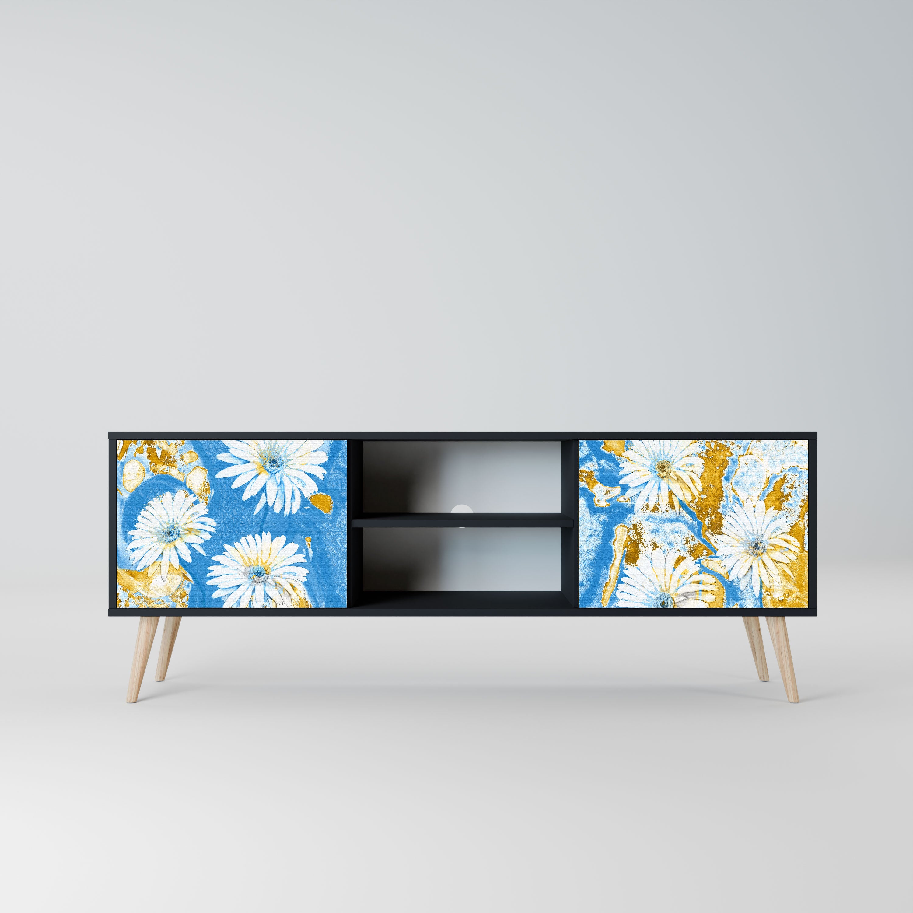 DAISY LUXE Szafka RTV 2-drzwiowa korpus Czarny